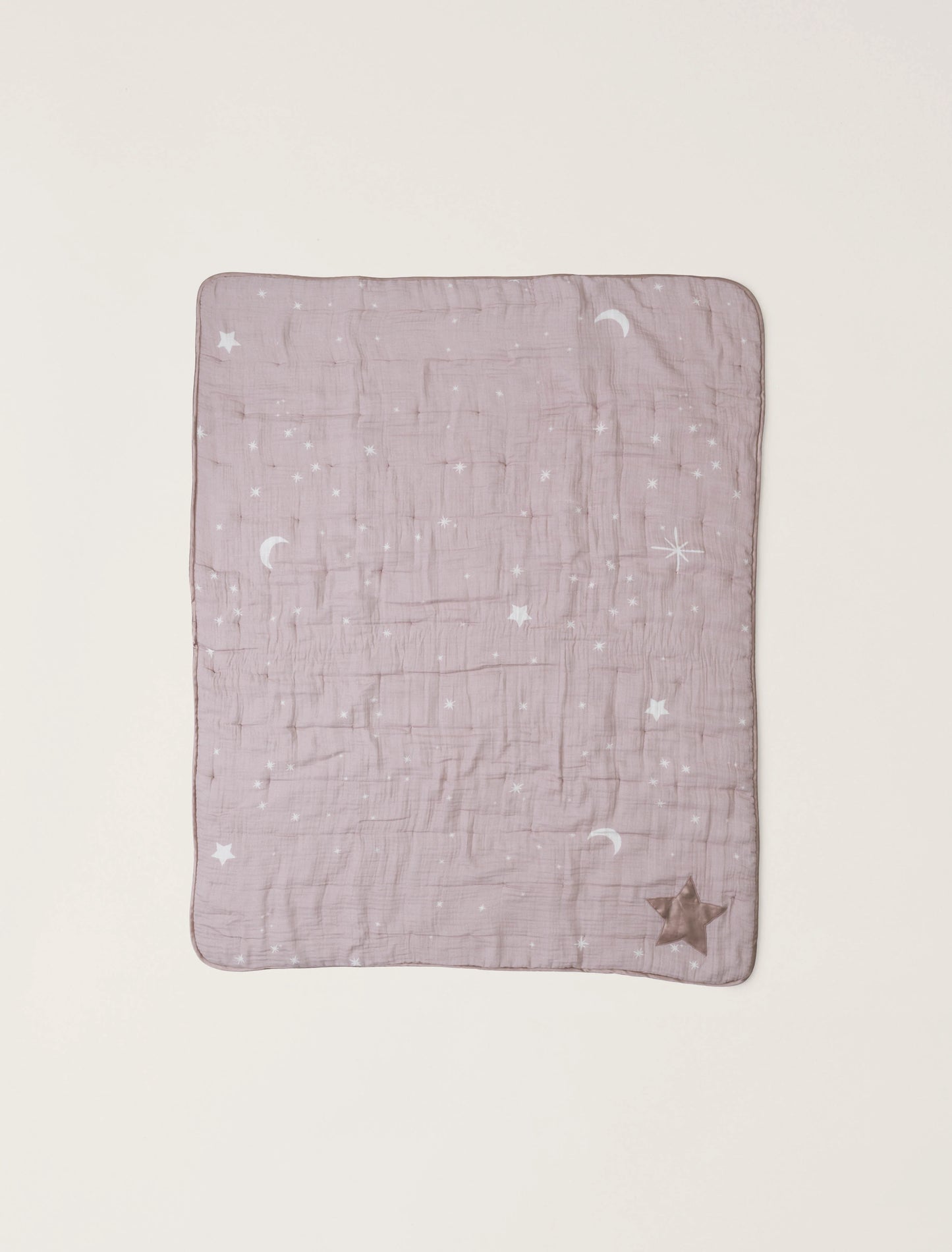 Organic Cotton Double Cloth Starry Night Toddler Quilt - Faded Rose