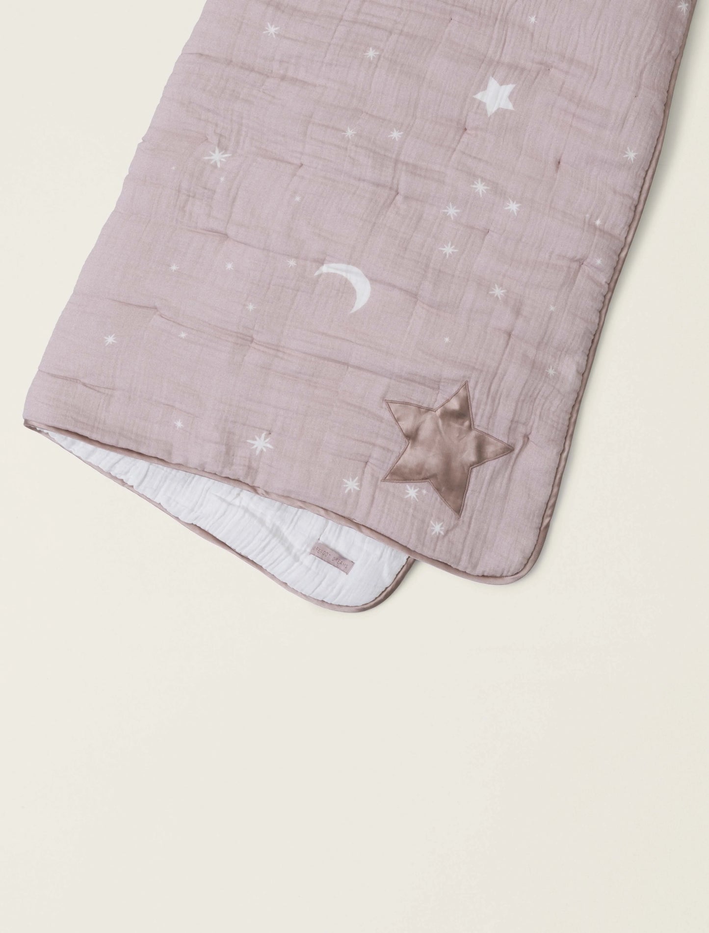 Organic Cotton Double Cloth Starry Night Toddler Quilt - Faded Rose