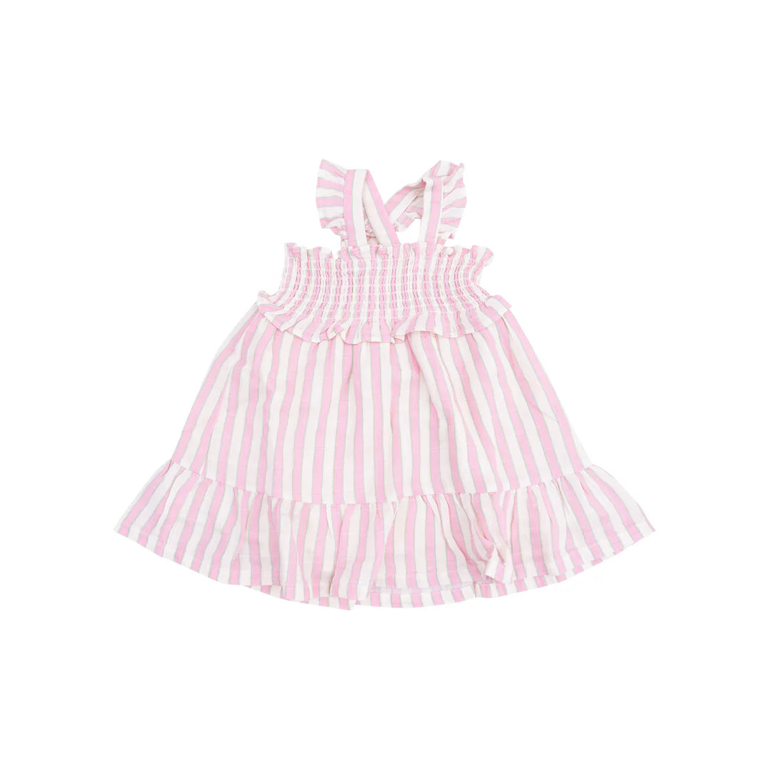 Angel Dear Candy Stripe Smocked Ruffle Sundress