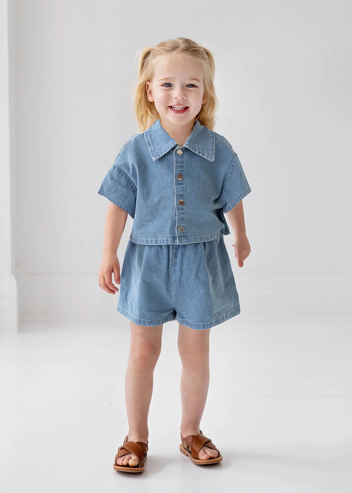Zoey Denim Two Piece Short Set