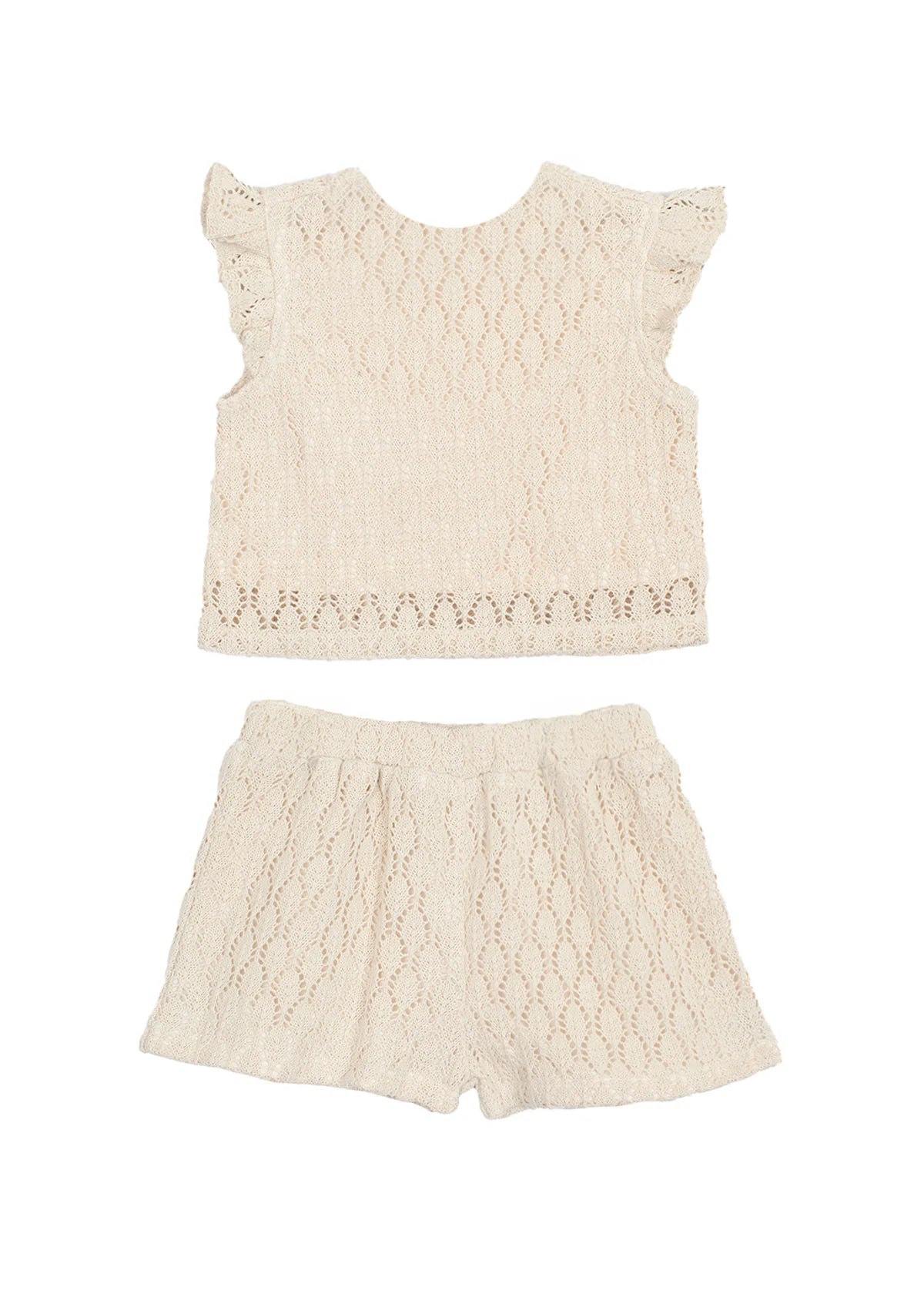 Crochet Knit Two Piece Short Set