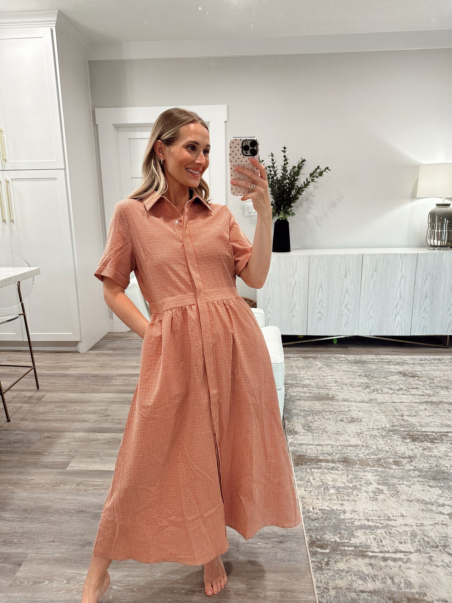 Julia Checkered Button Down Dress