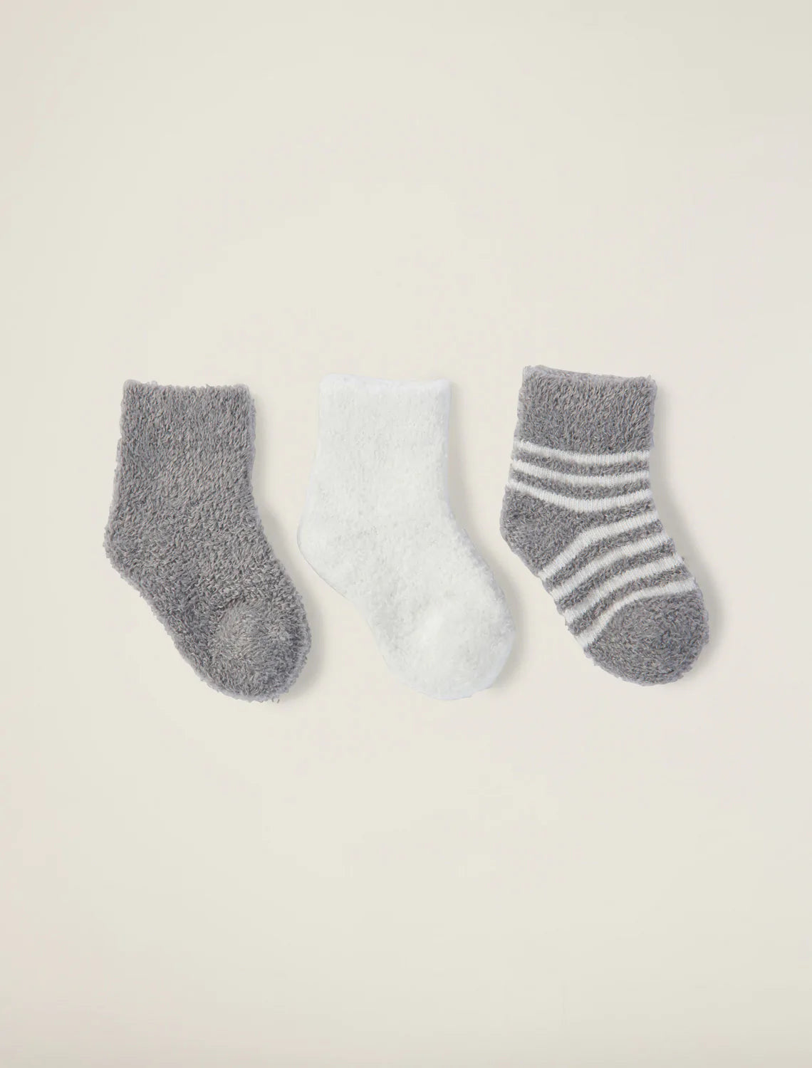 Barefoot Dreams CozyChic Three Pack Infant Sock Set - Pewter/Pearl