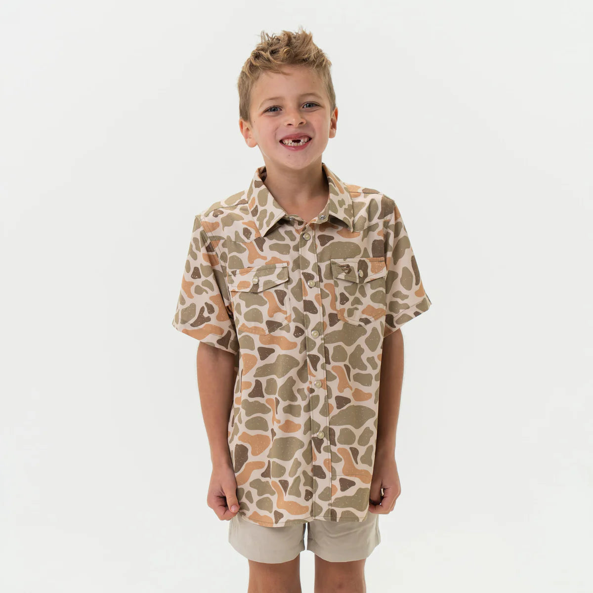 Boys Burlebo Performance Western Shirt - Vendao Camo