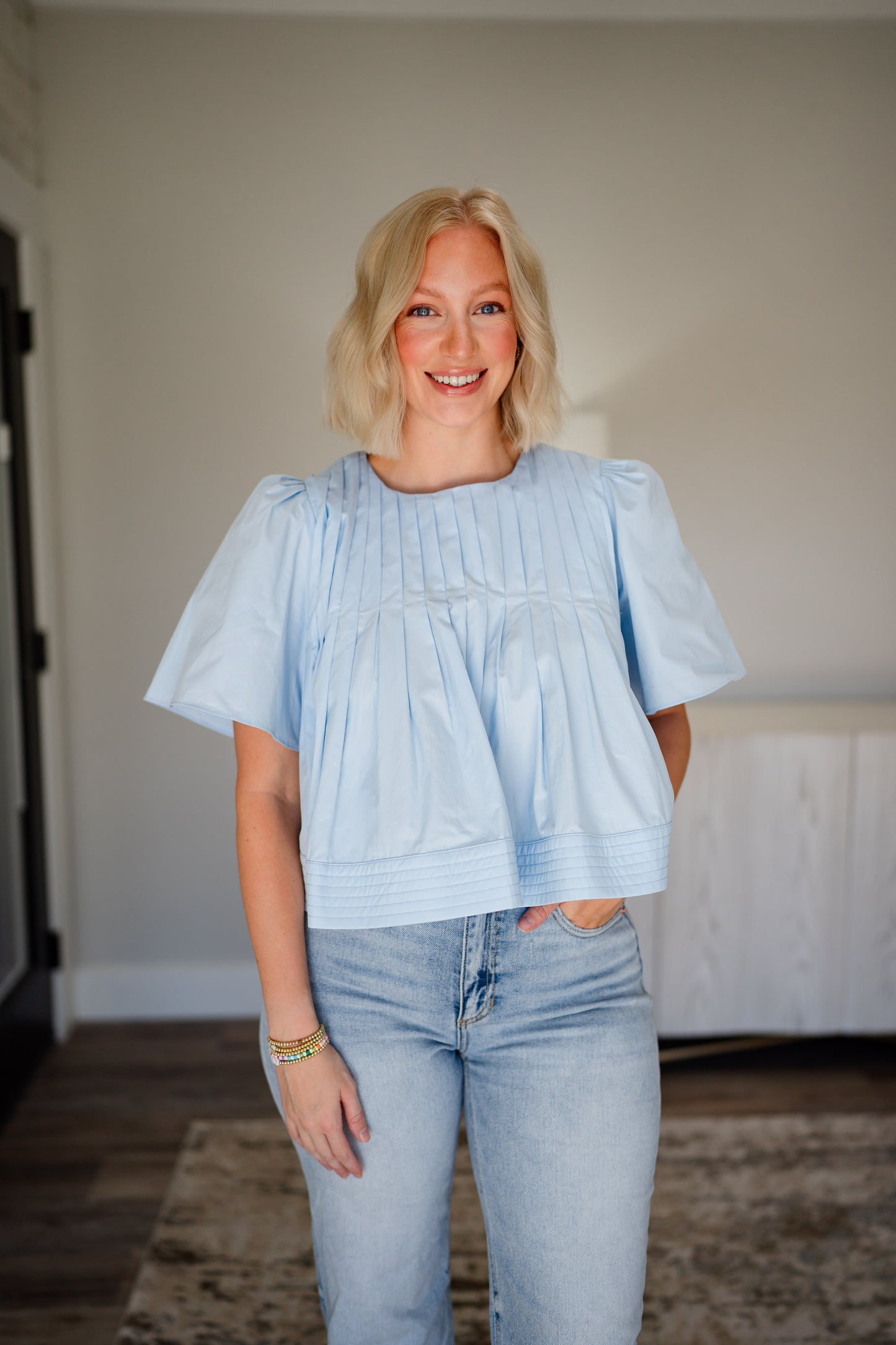 Pintuck Cotton Top