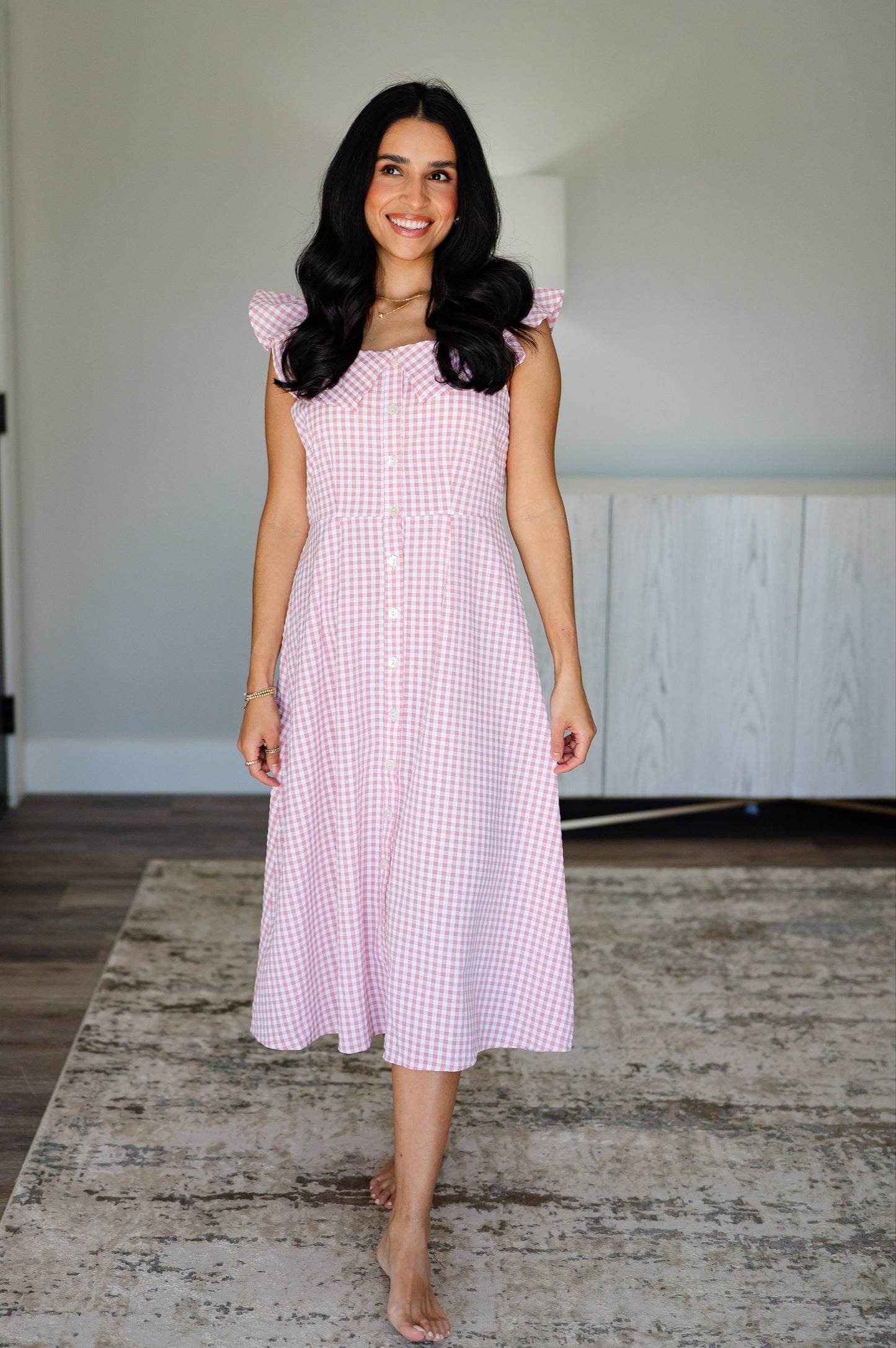 Gili Gingham Midi Dress