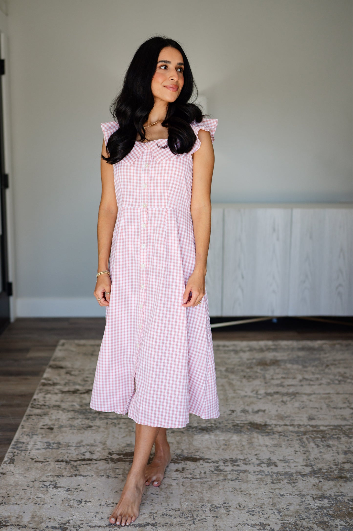 Gili Gingham Midi Dress