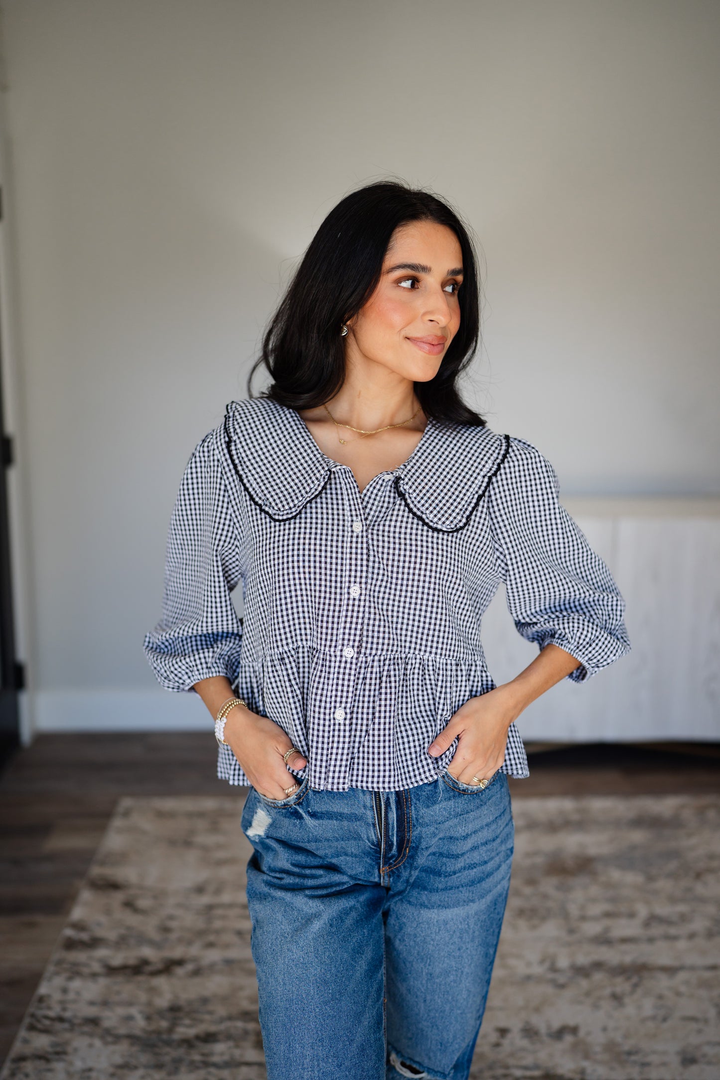 Plaid Peter Pan Collar Blouse