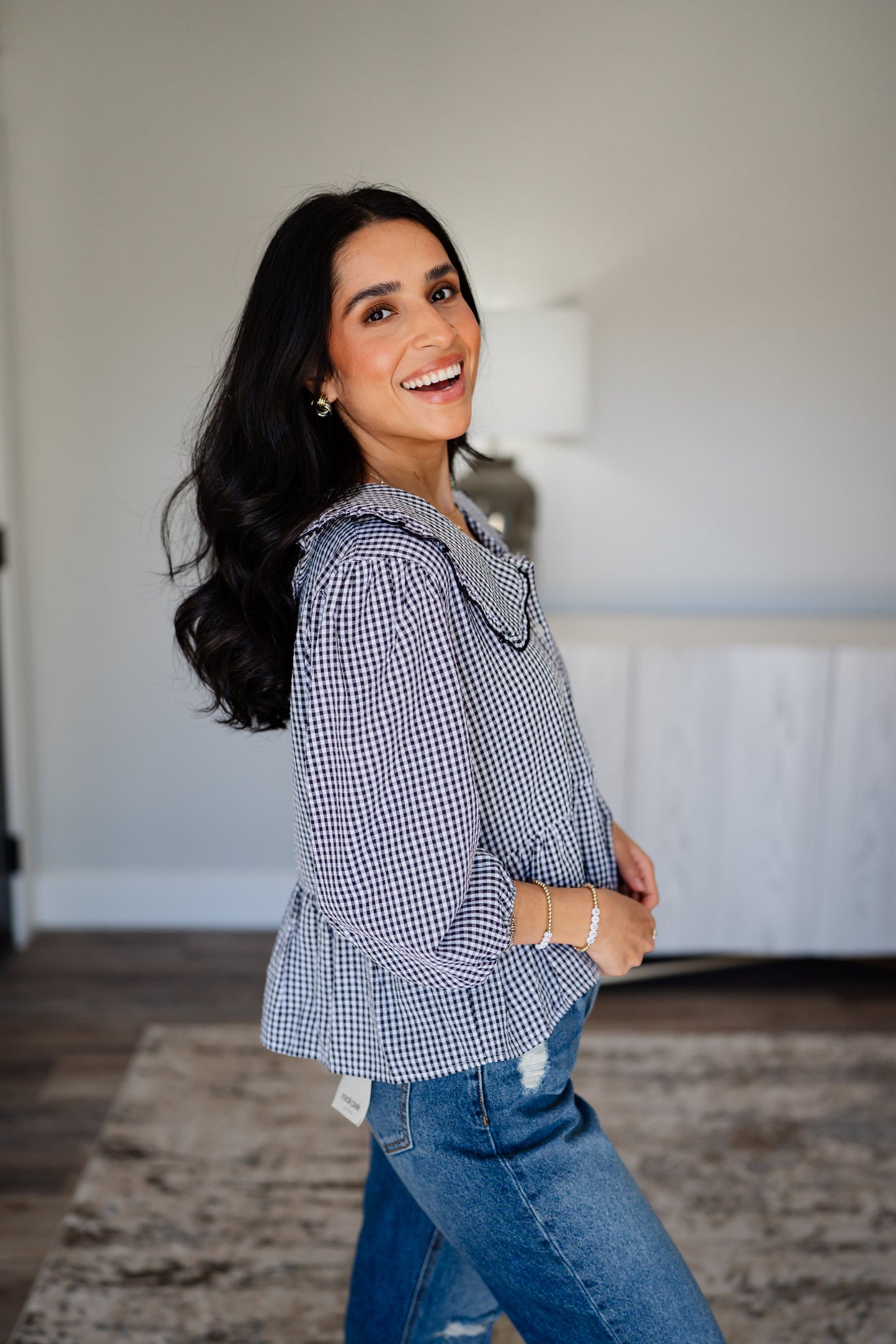 Plaid Peter Pan Collar Blouse