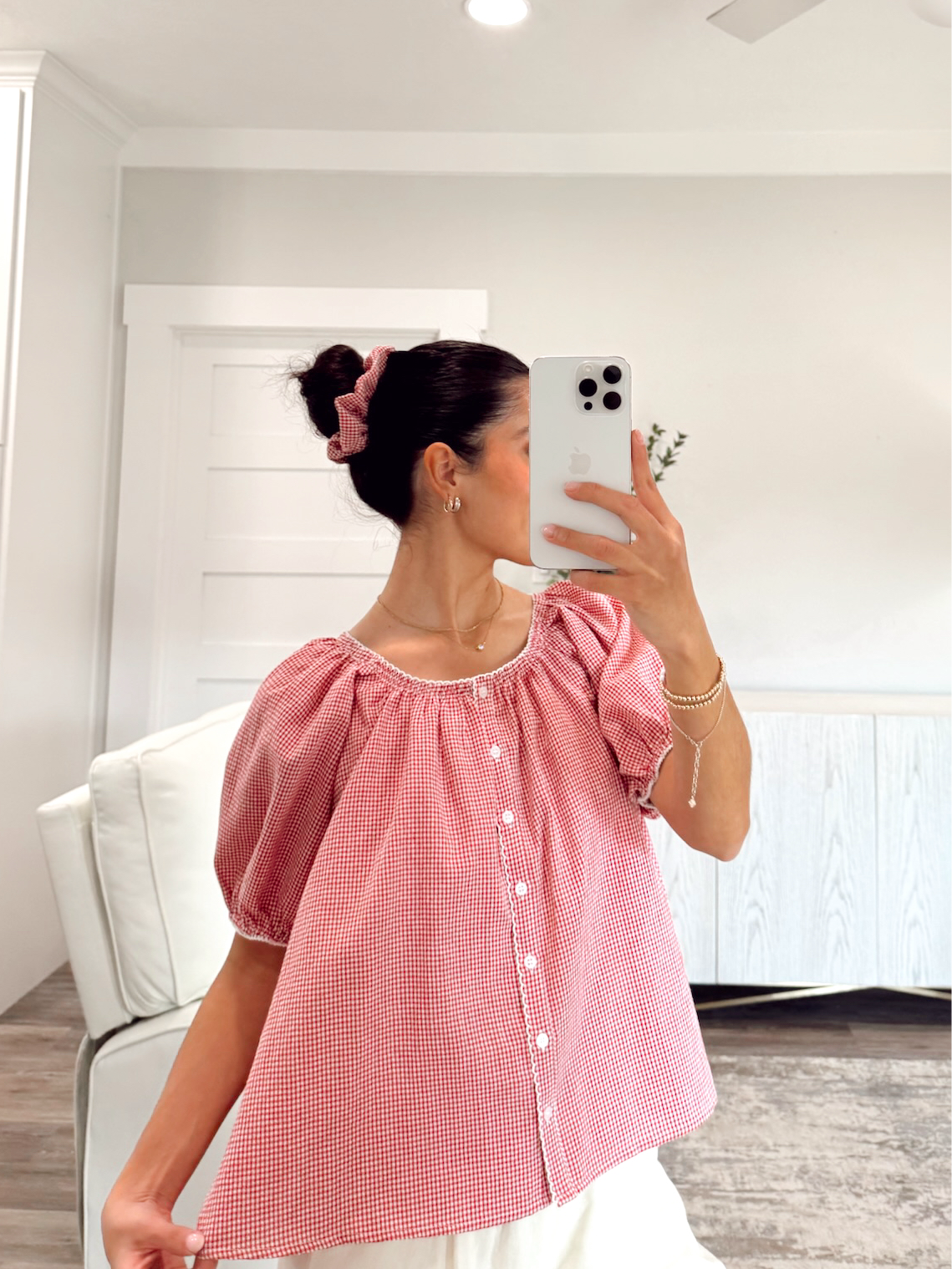 Scalloped Hem Top + Scrunchie Set