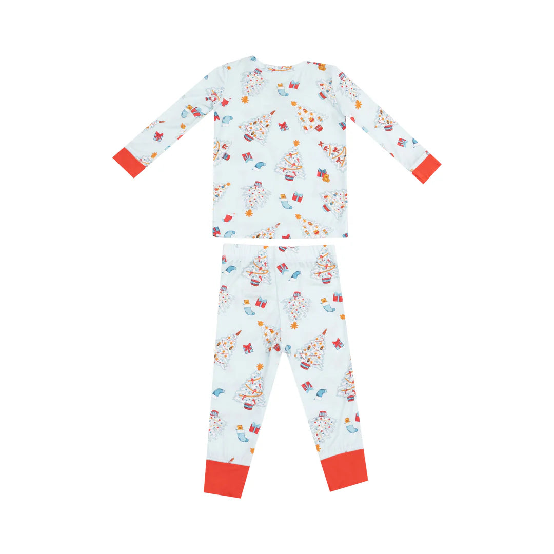 Angel Dear Blue Vintage Christmas Trees L/S Loungewear Set