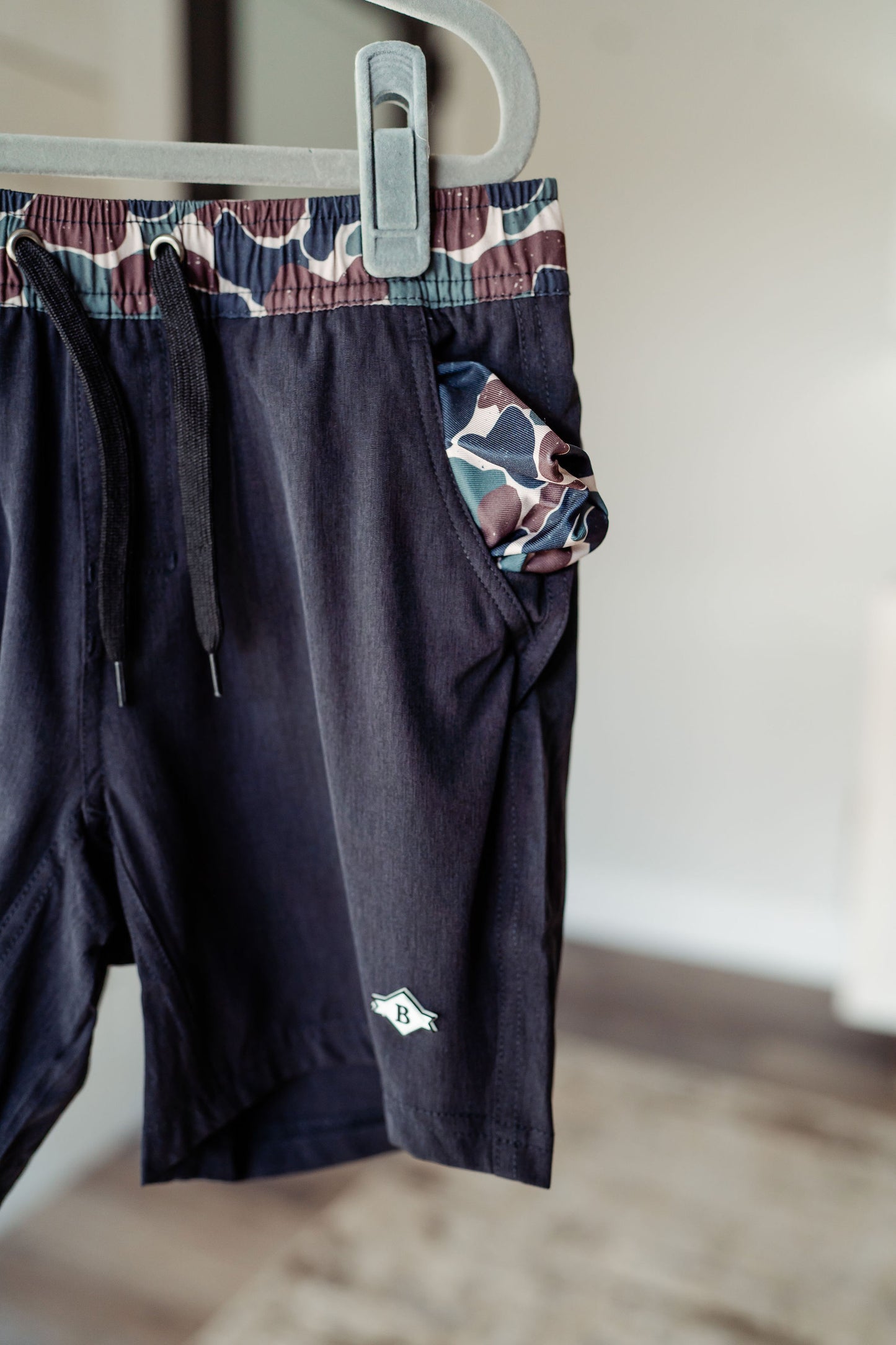 Boys Burlebo Athletic Shorts - Black Throwback Camo