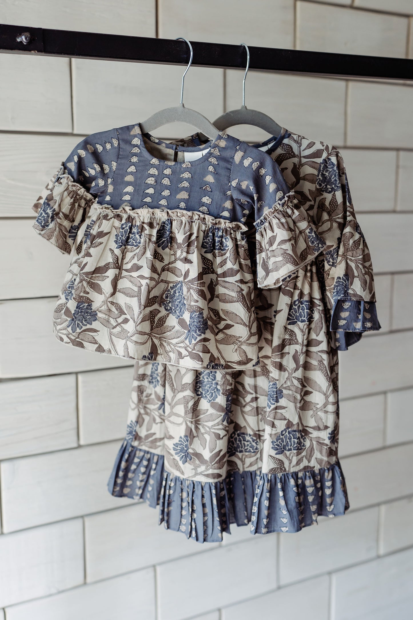 Fall Blues Baby Dress + Bloomers