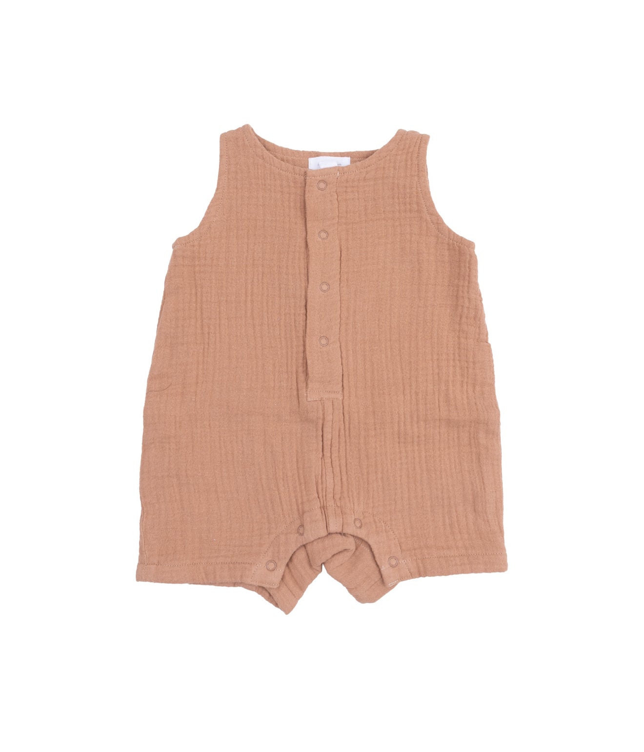Angel Dear Solid Muslin Shortie Romper | Camel