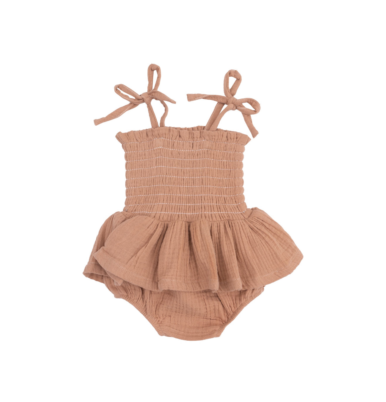 Angel Dear Smocked Bubble w/ Skirt | Camel