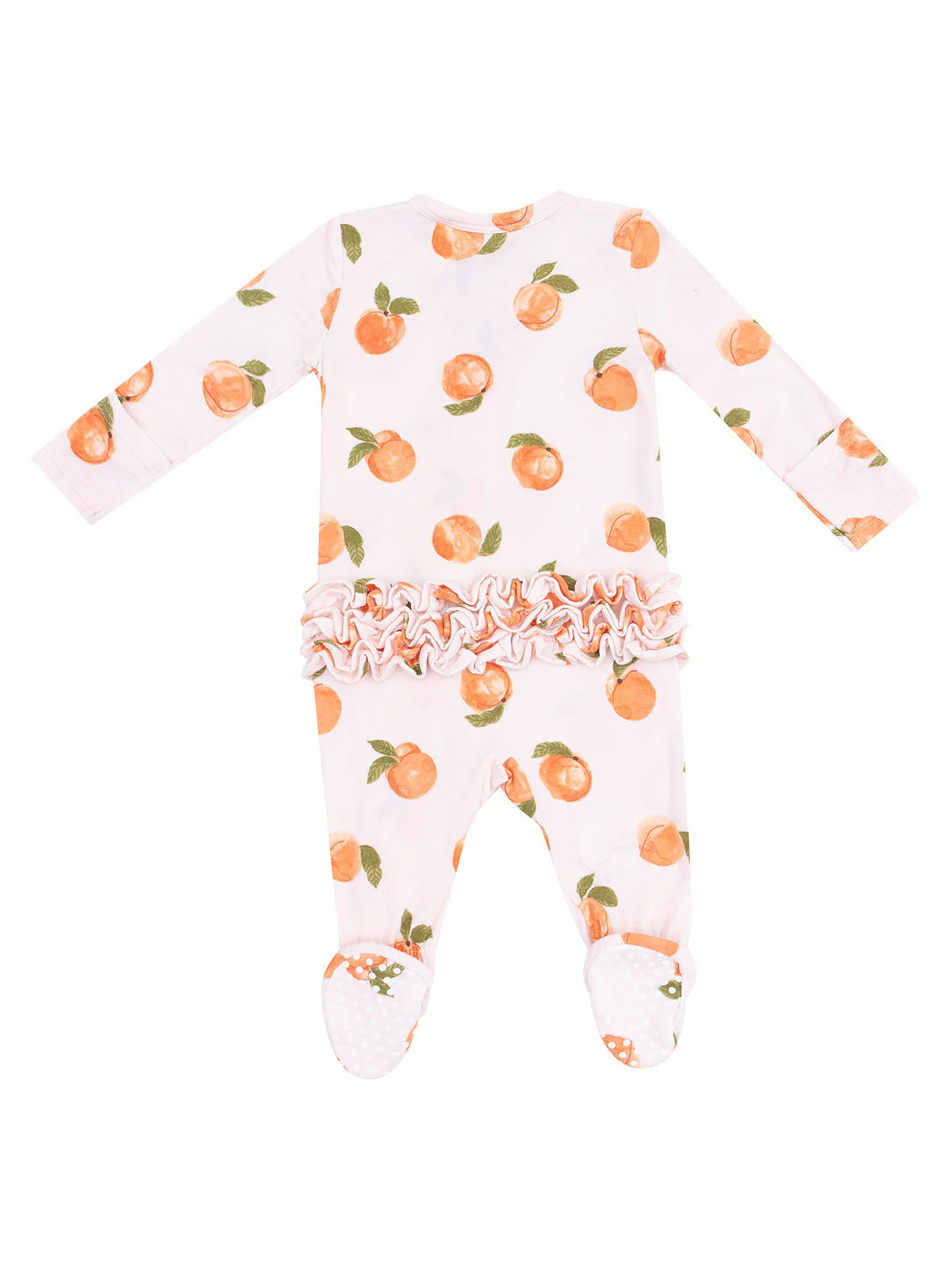 Angel Dear Watercolor Peaches Ruffle Back Zipper Footie