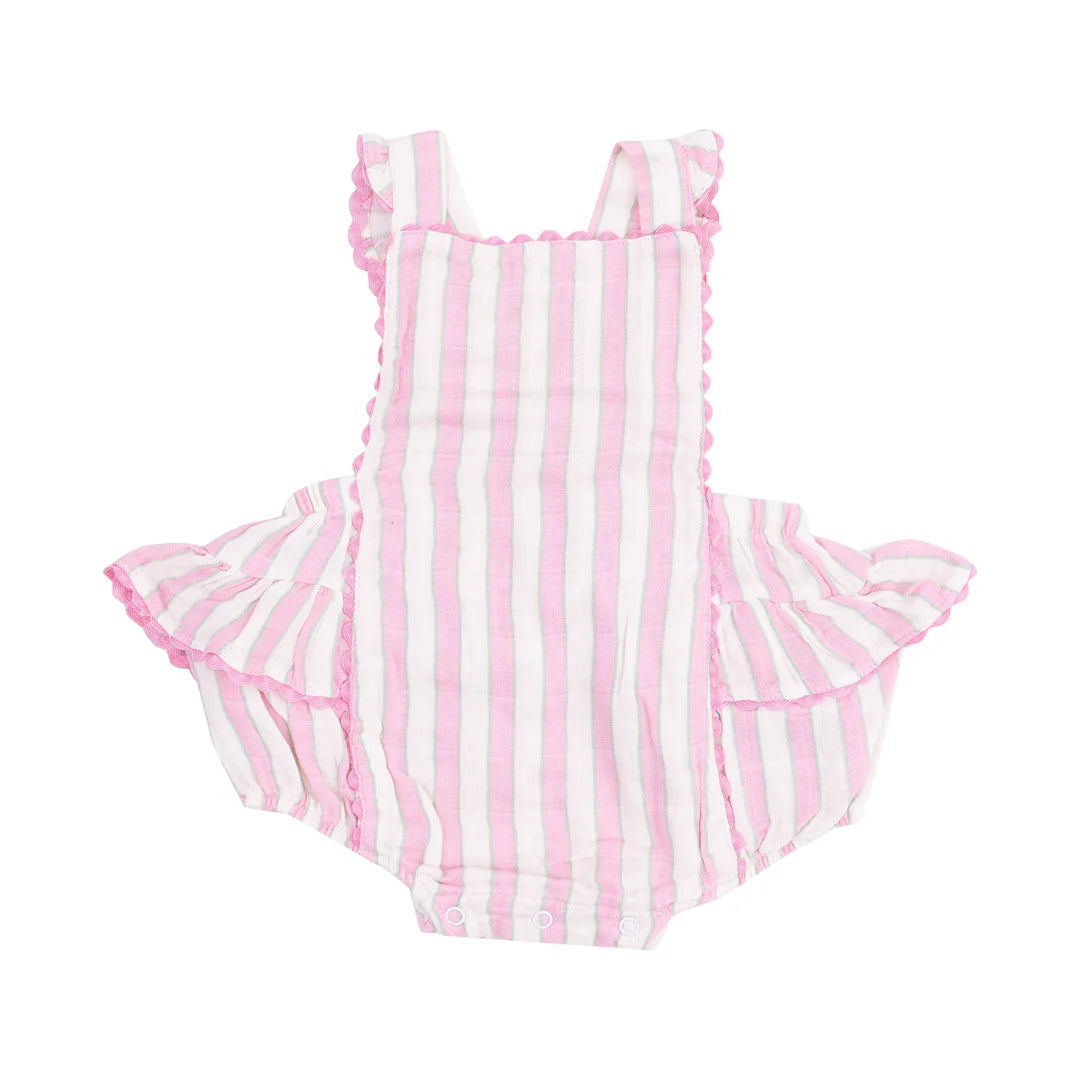 Angel Dear Candy Stripe Ric-Rac Ruffle Sunsuit Romper