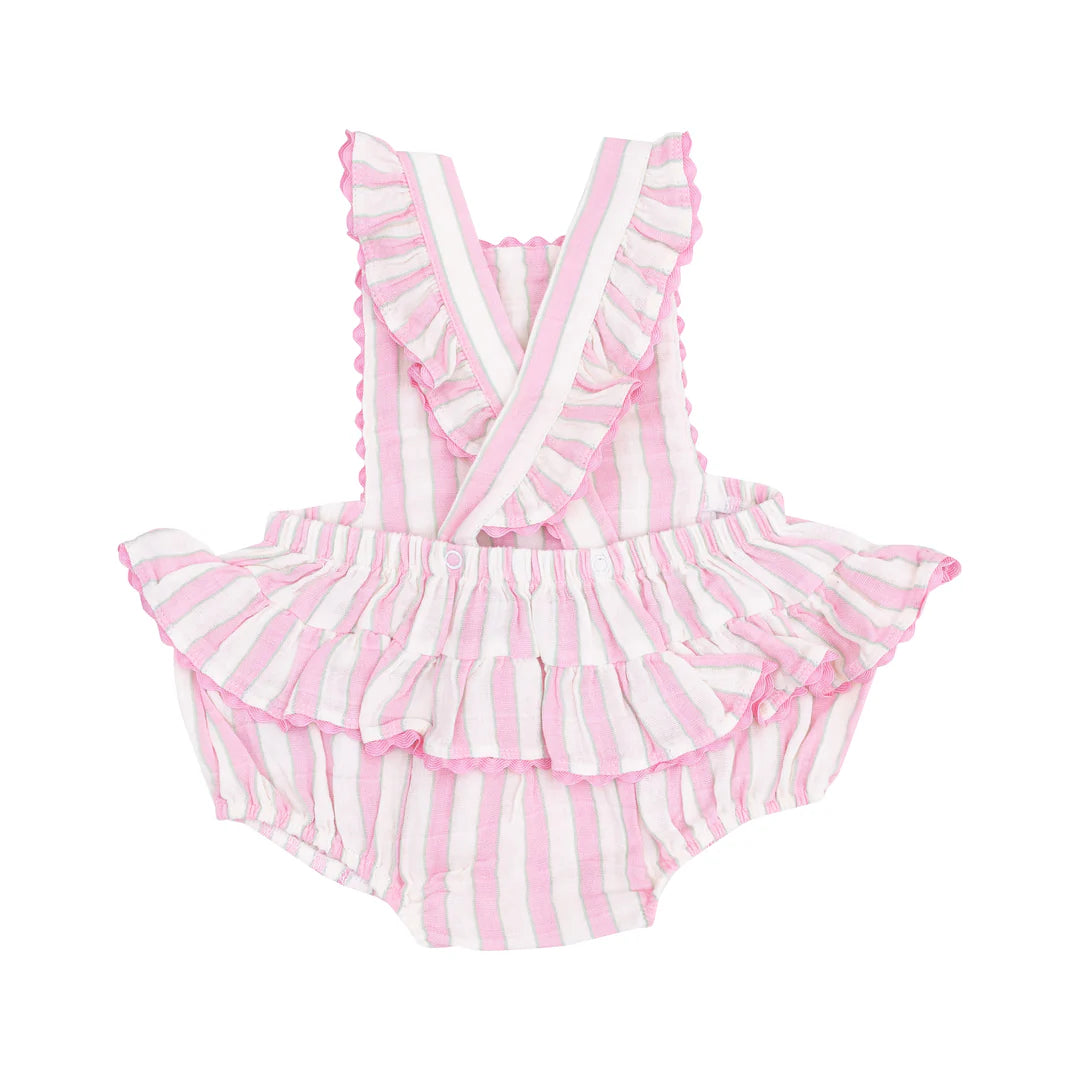 Angel Dear Candy Stripe Ric-Rac Ruffle Sunsuit Romper