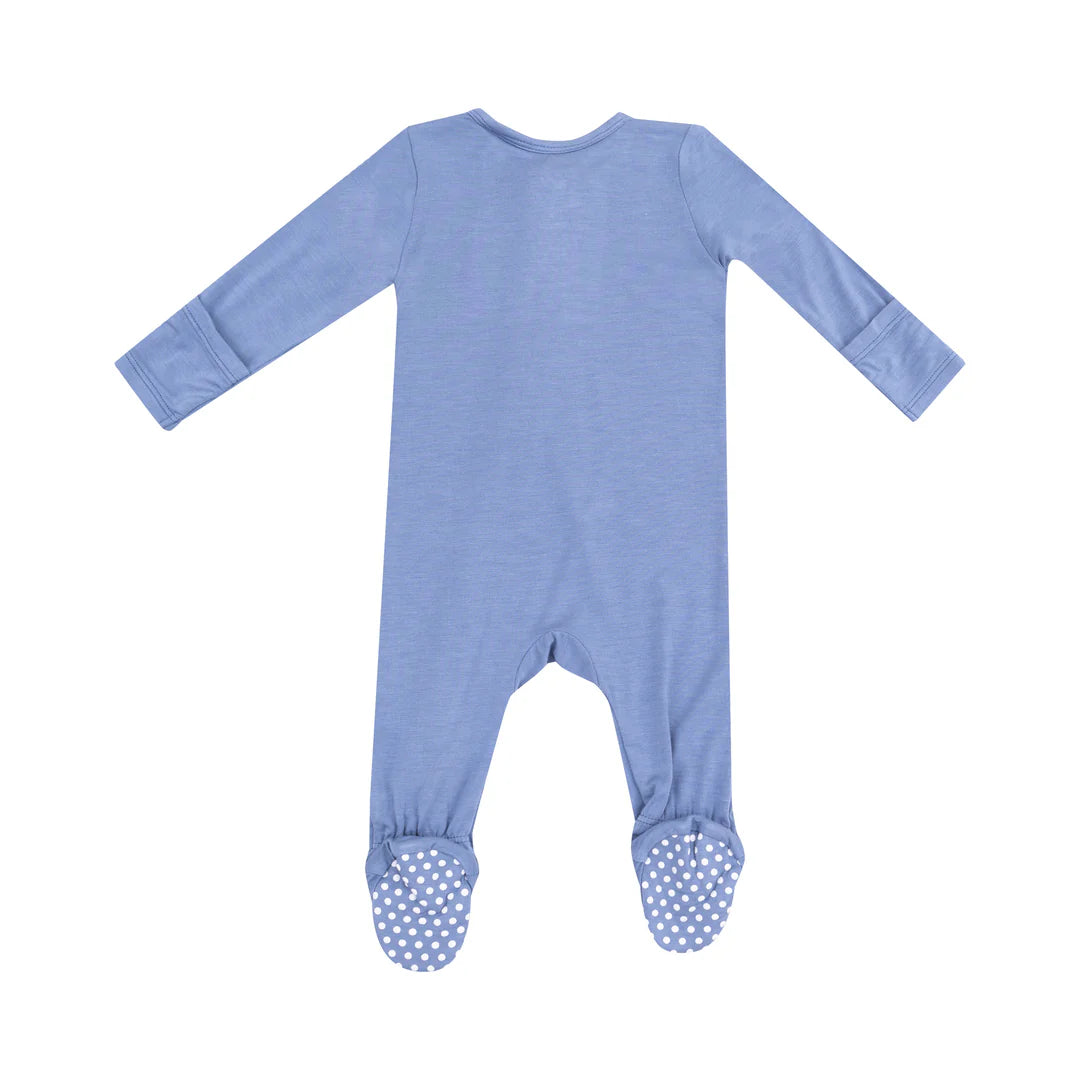 Angel Dear Solid Country Blue Zipper Footie