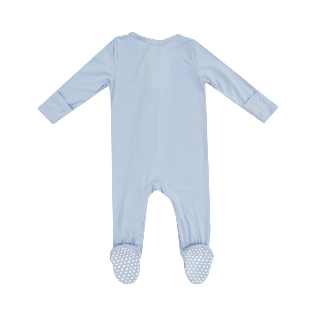 Angel Dear Solid Blue Fog Zipper Footie