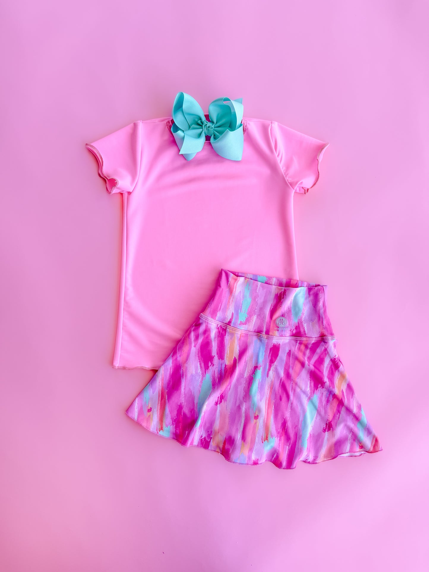 Bubblegum Pink Short Sleeve Lettuce Hem Top