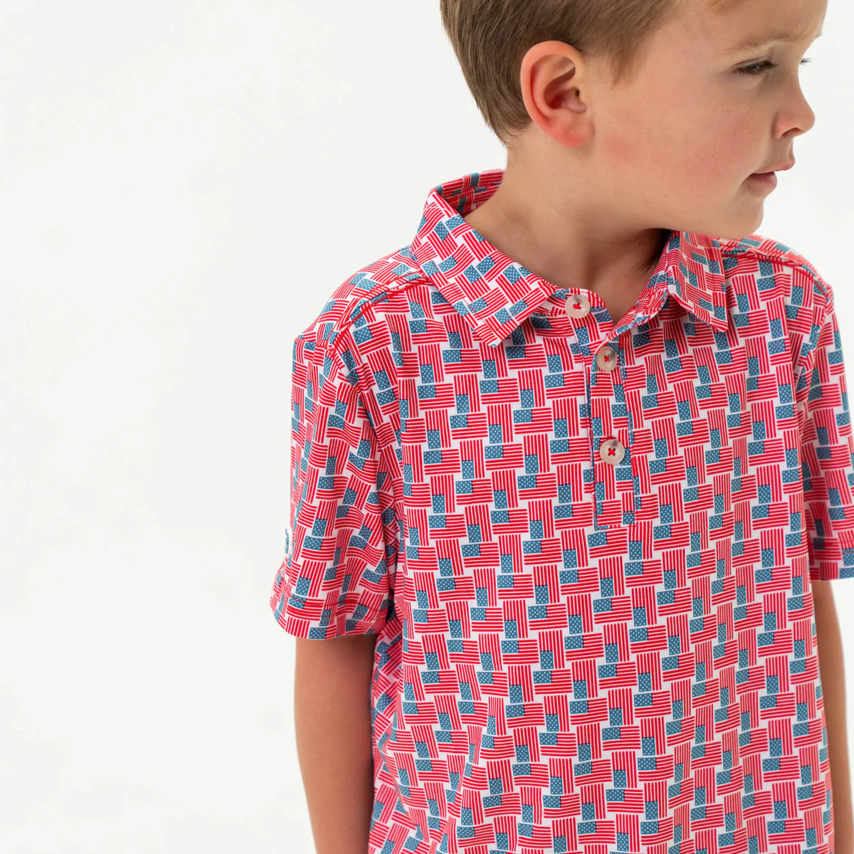 Toddler Burlebo American Flag Print Polo