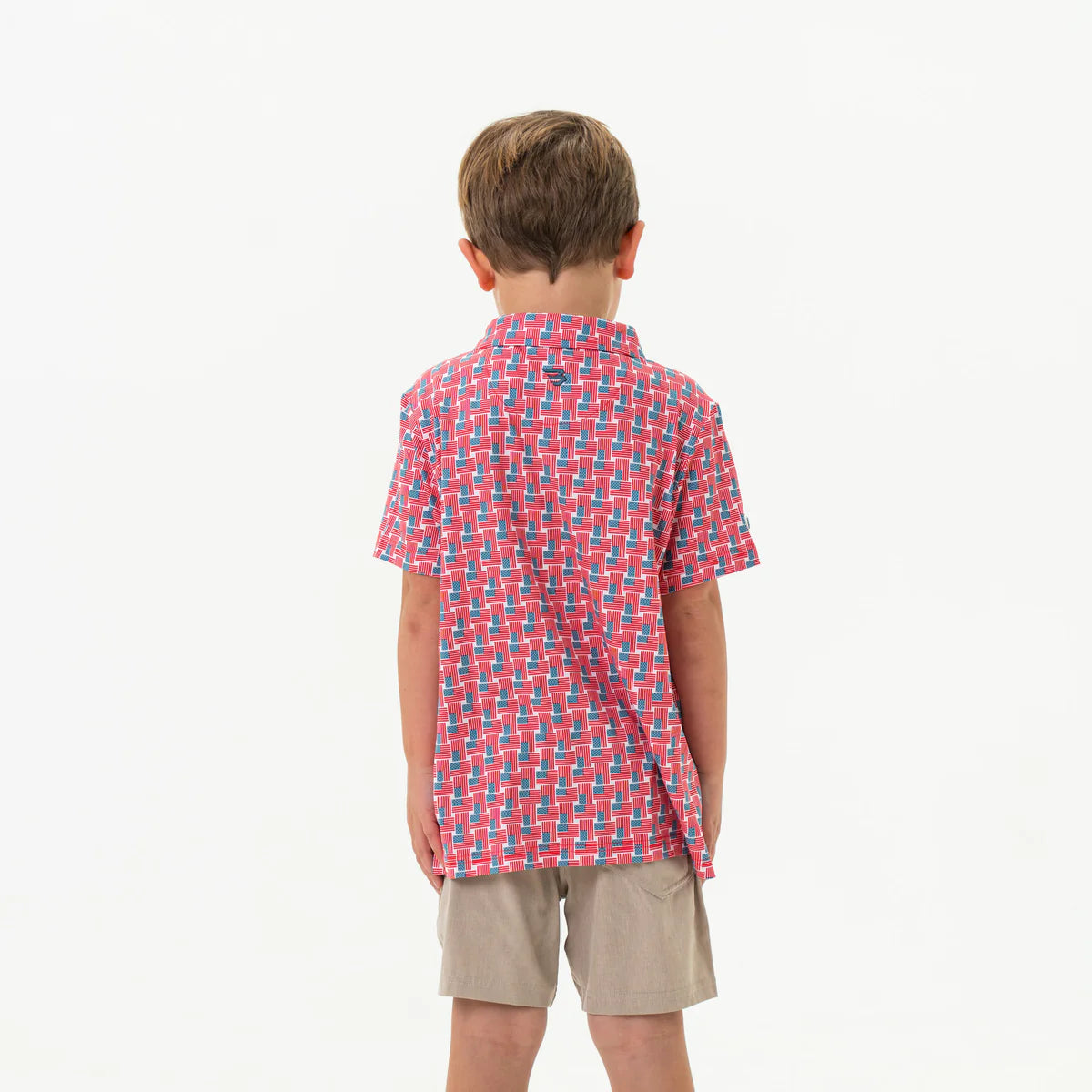 Toddler Burlebo American Flag Print Polo