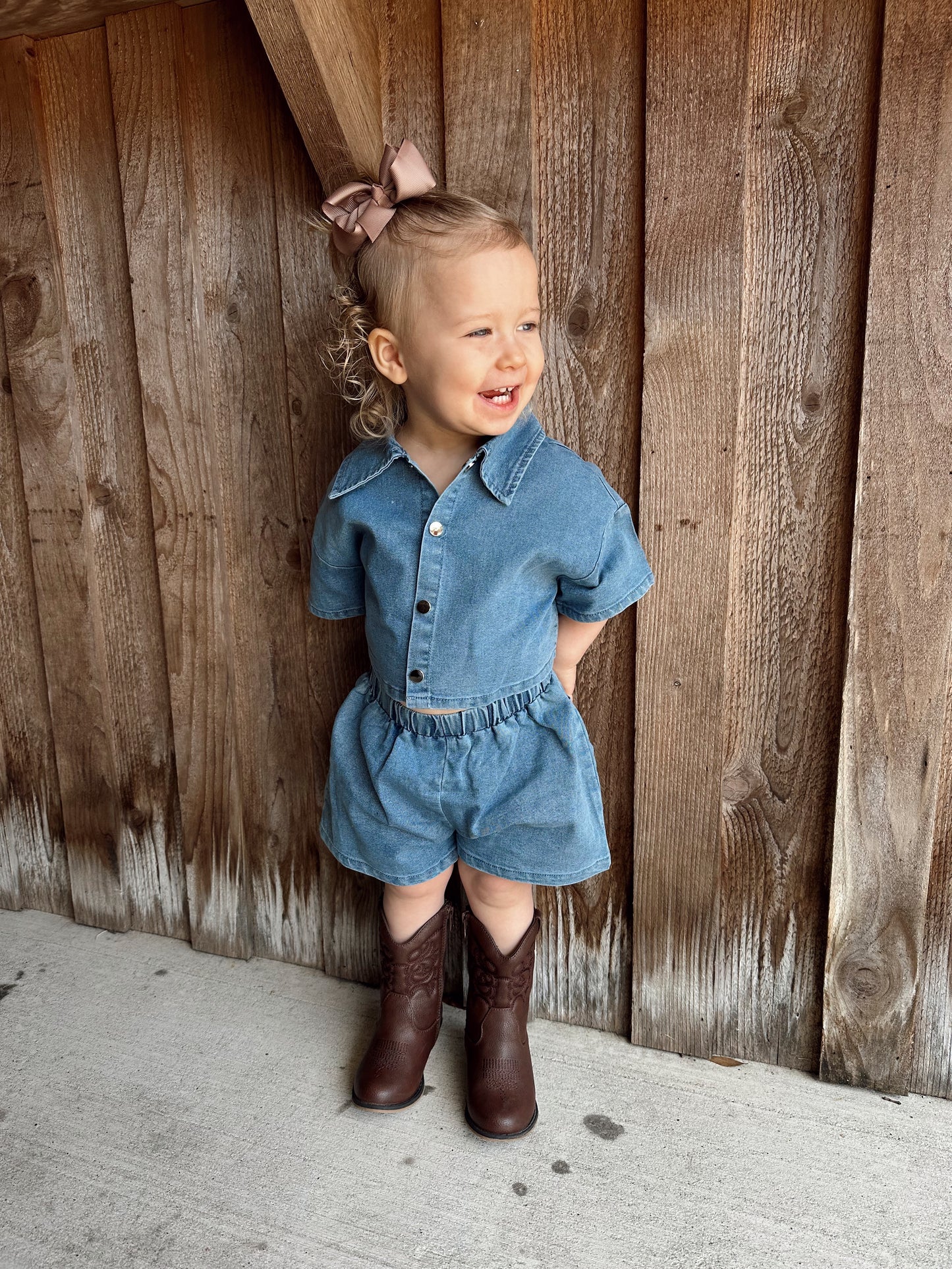 Zoey Denim Two Piece Short Set