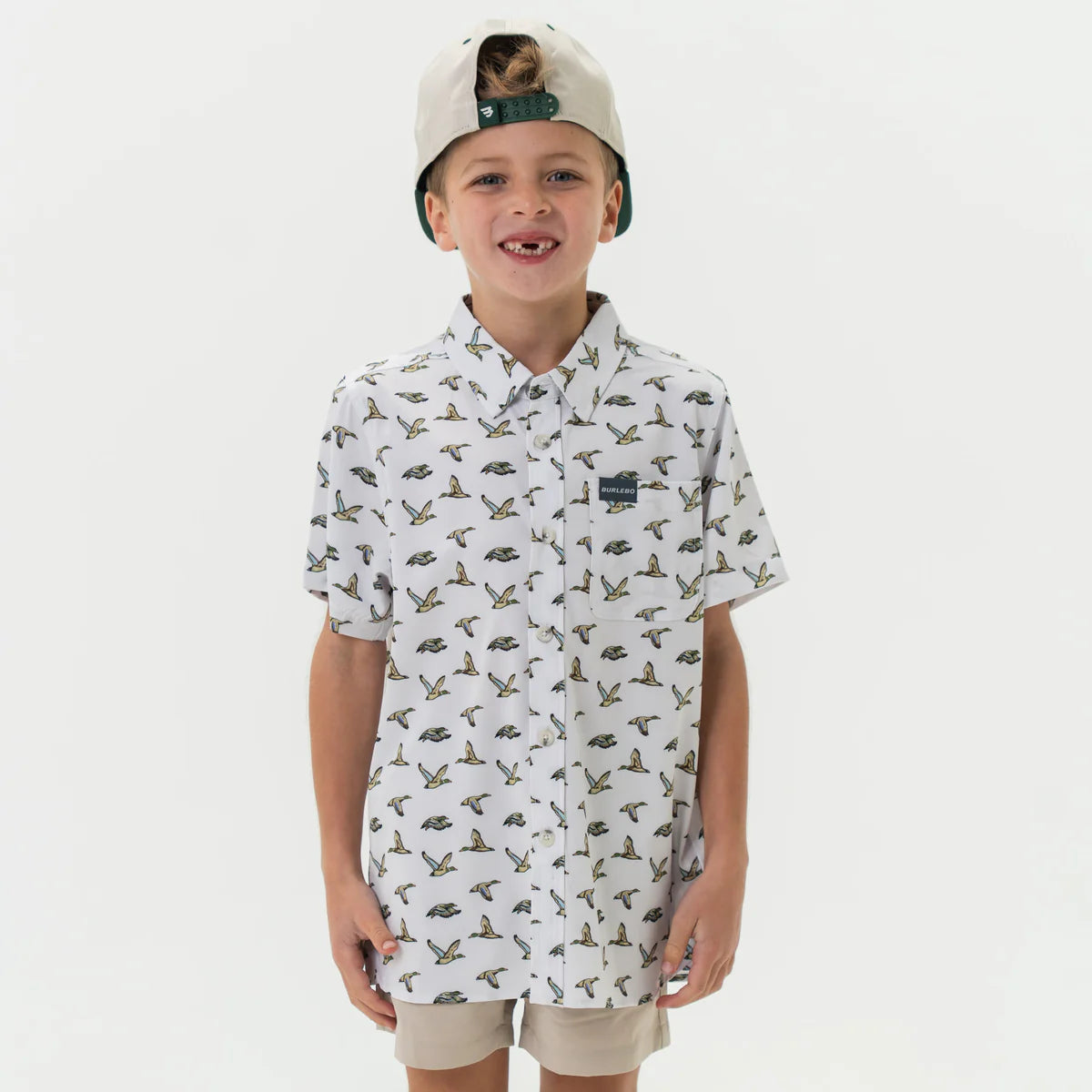 Toddler Burlebo Flying Mallard Ducks Button Up