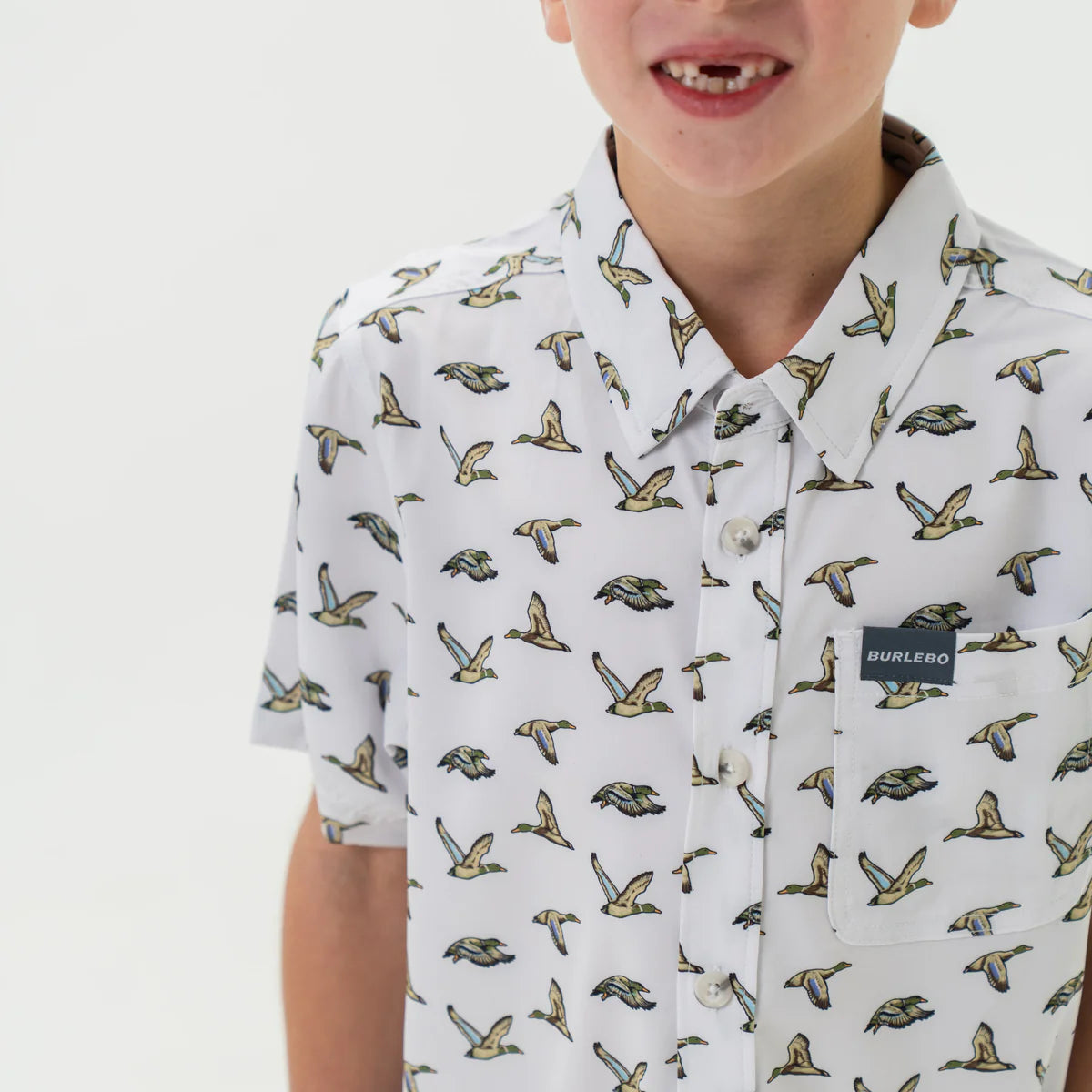 Boys Burlebo Flying Mallard Ducks Button Up