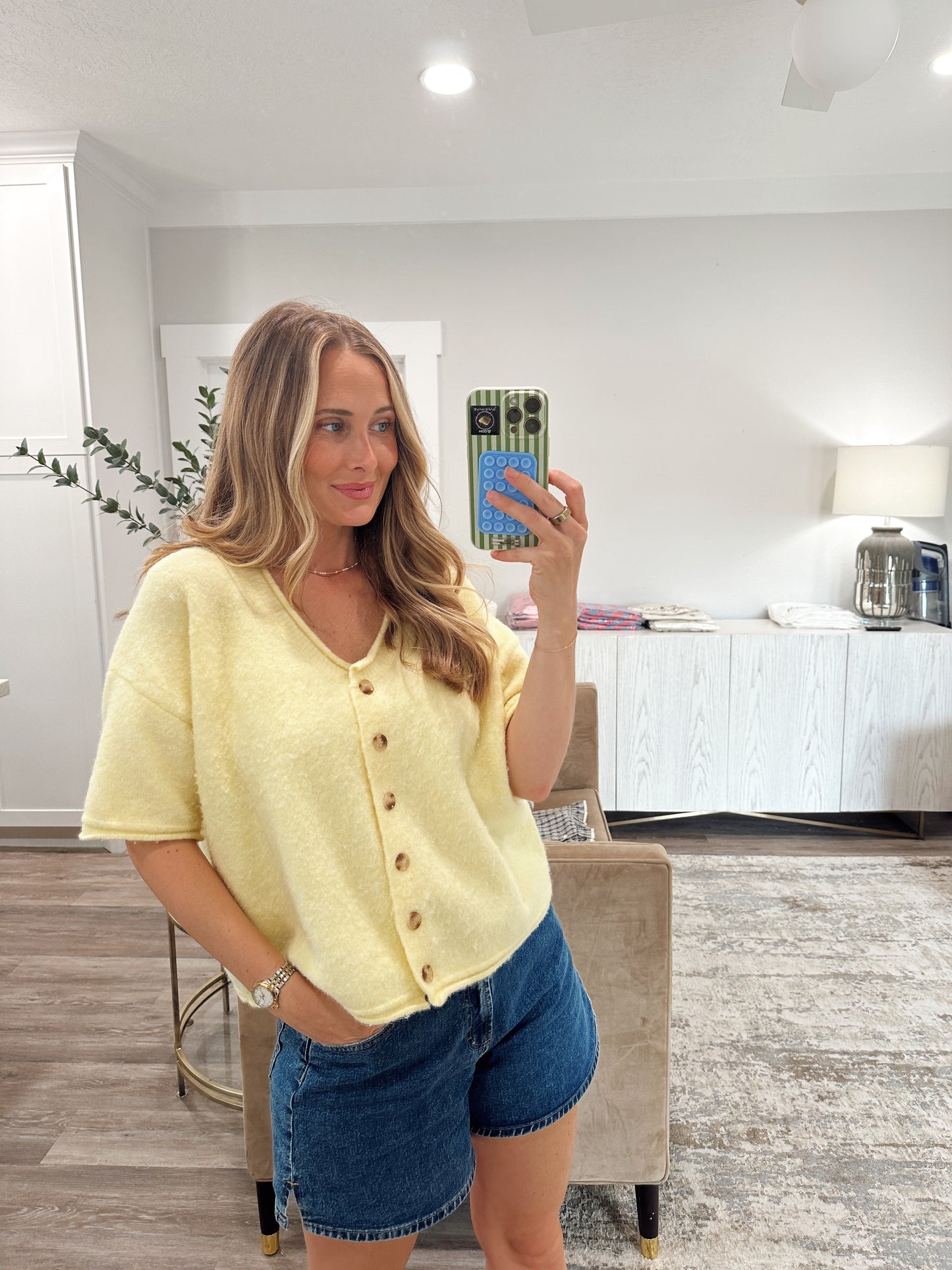 Soft-Touch Sweater Cardigan - Lemon