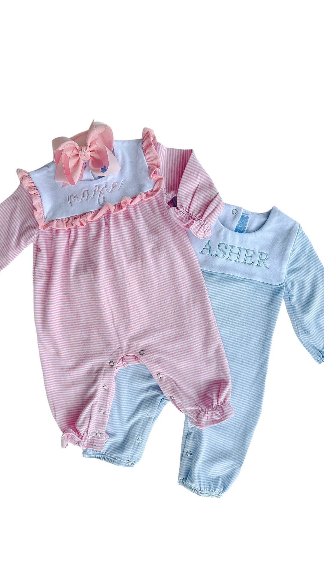 Marie Romper - Light Pink Stripe