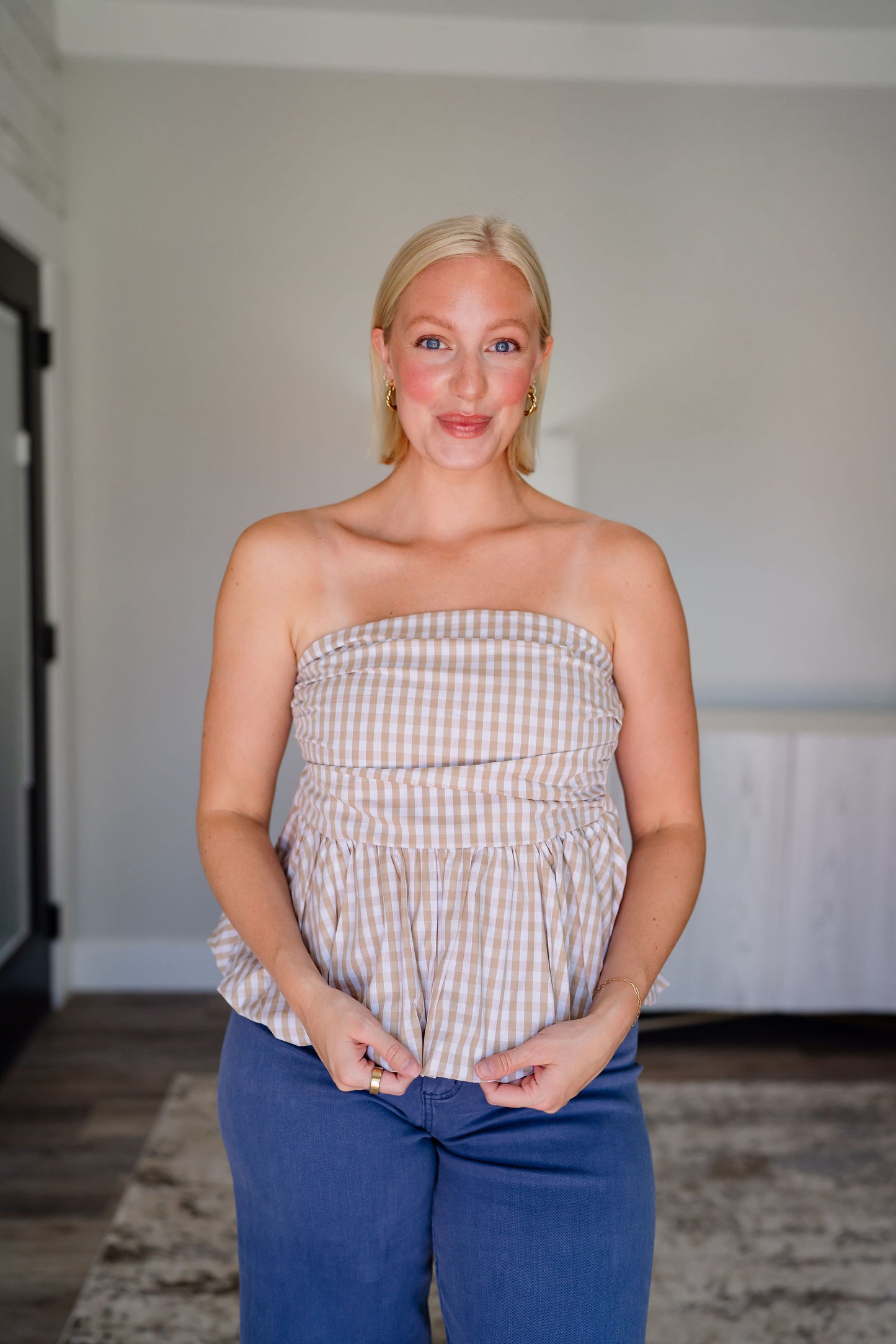 Gingham Bubble Tube Top
