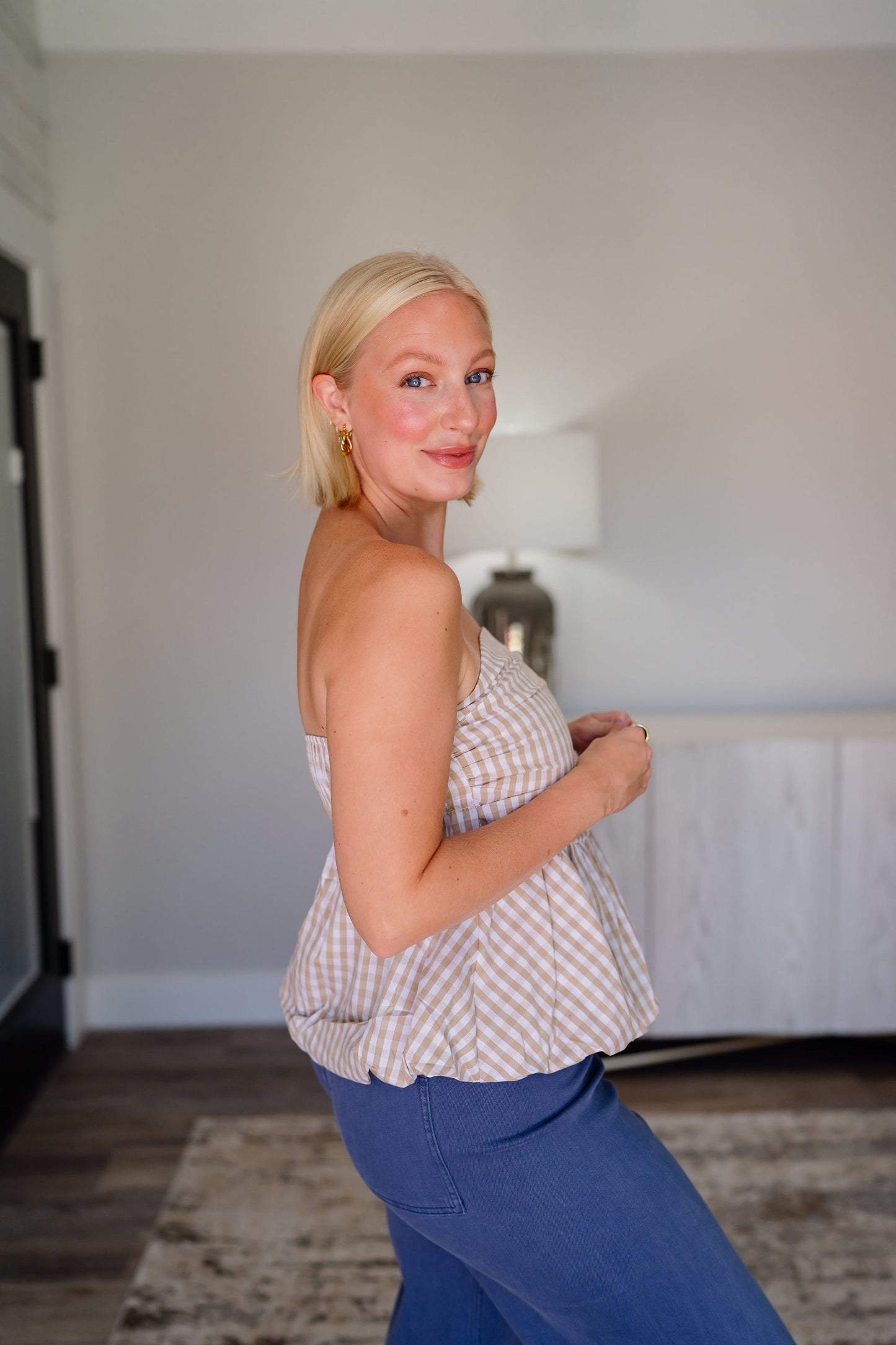 Gingham Bubble Tube Top