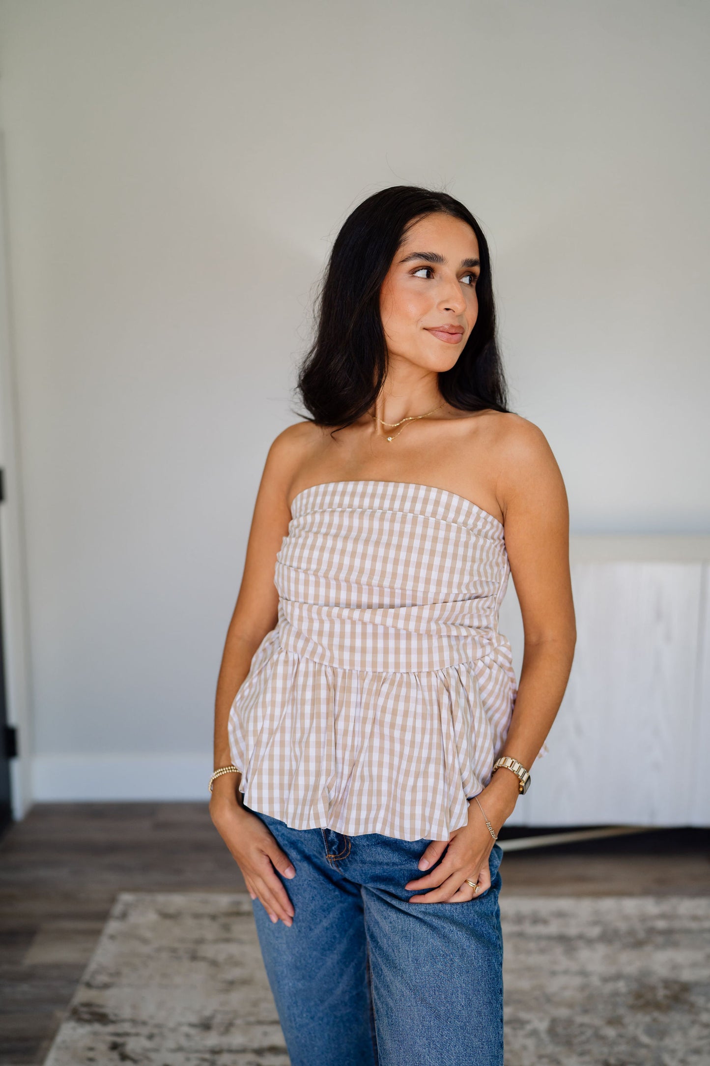 Gingham Bubble Tube Top
