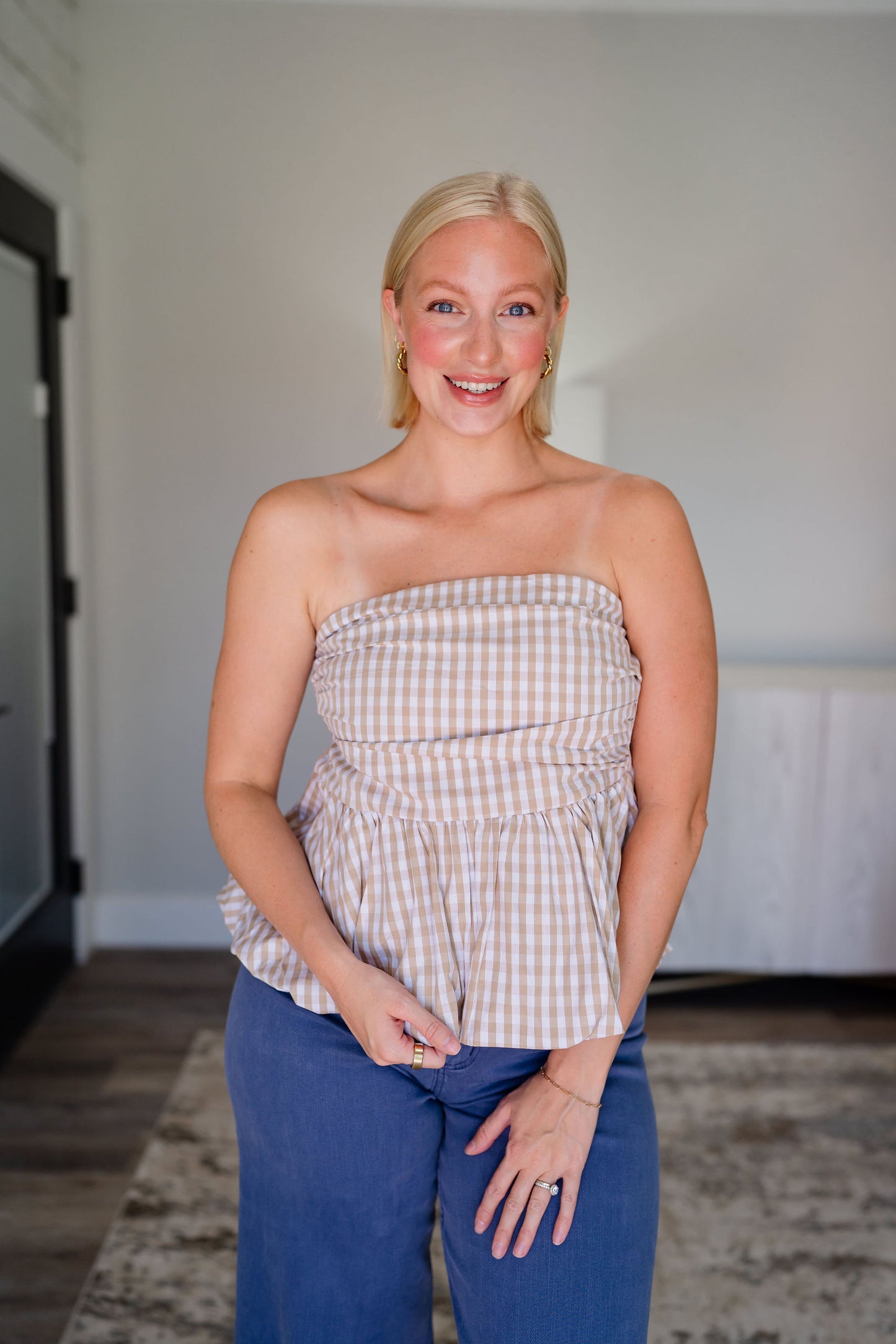 Gingham Bubble Tube Top