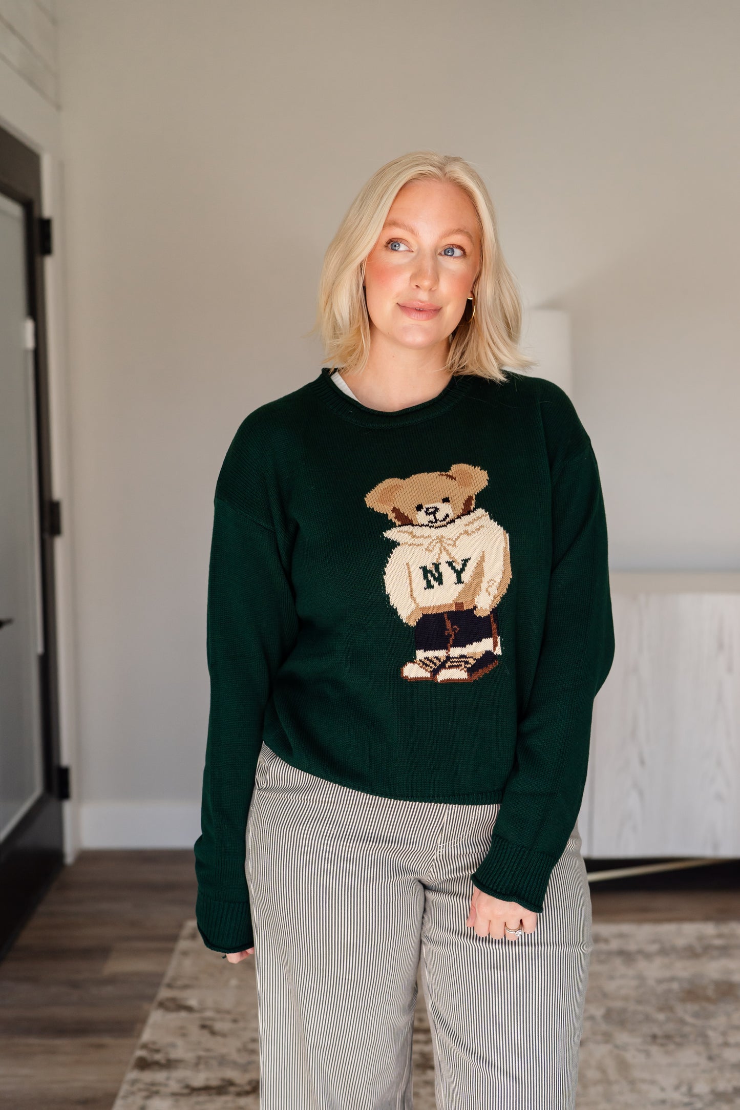 Rounded Roll Neck Bear Sweater