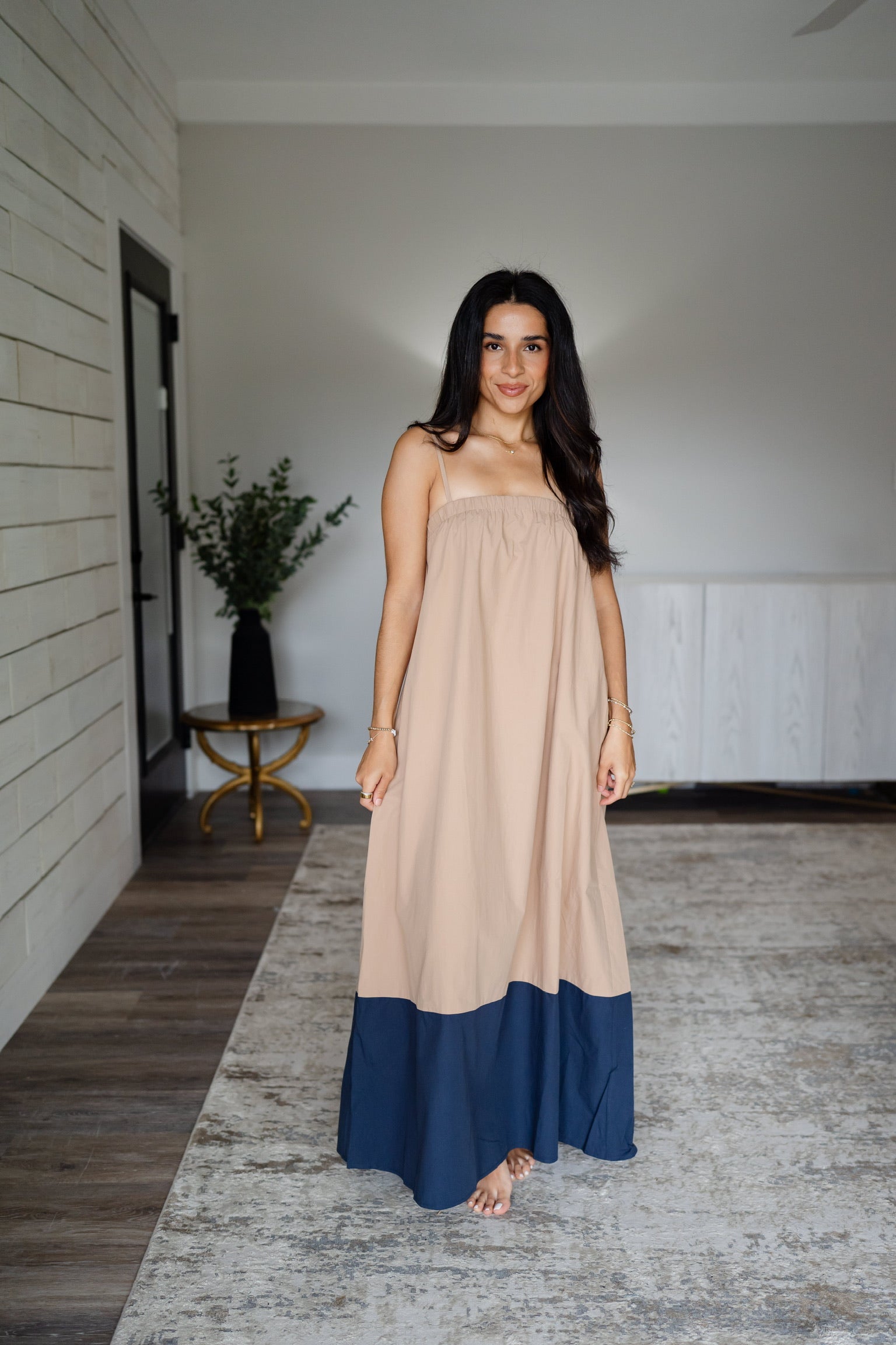 Poplin Colorblock Adjustable Strap Maxi Dress – All About You Boutique