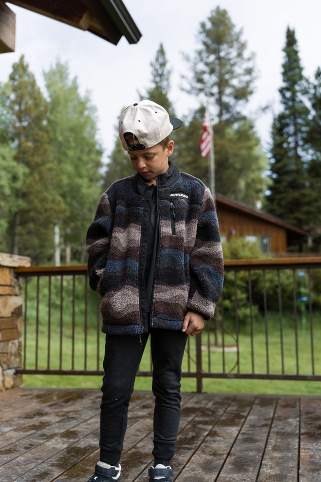 Boys Burlebo Wave on Wave Mountain Fleece Sherpa Full Zip Jacket
