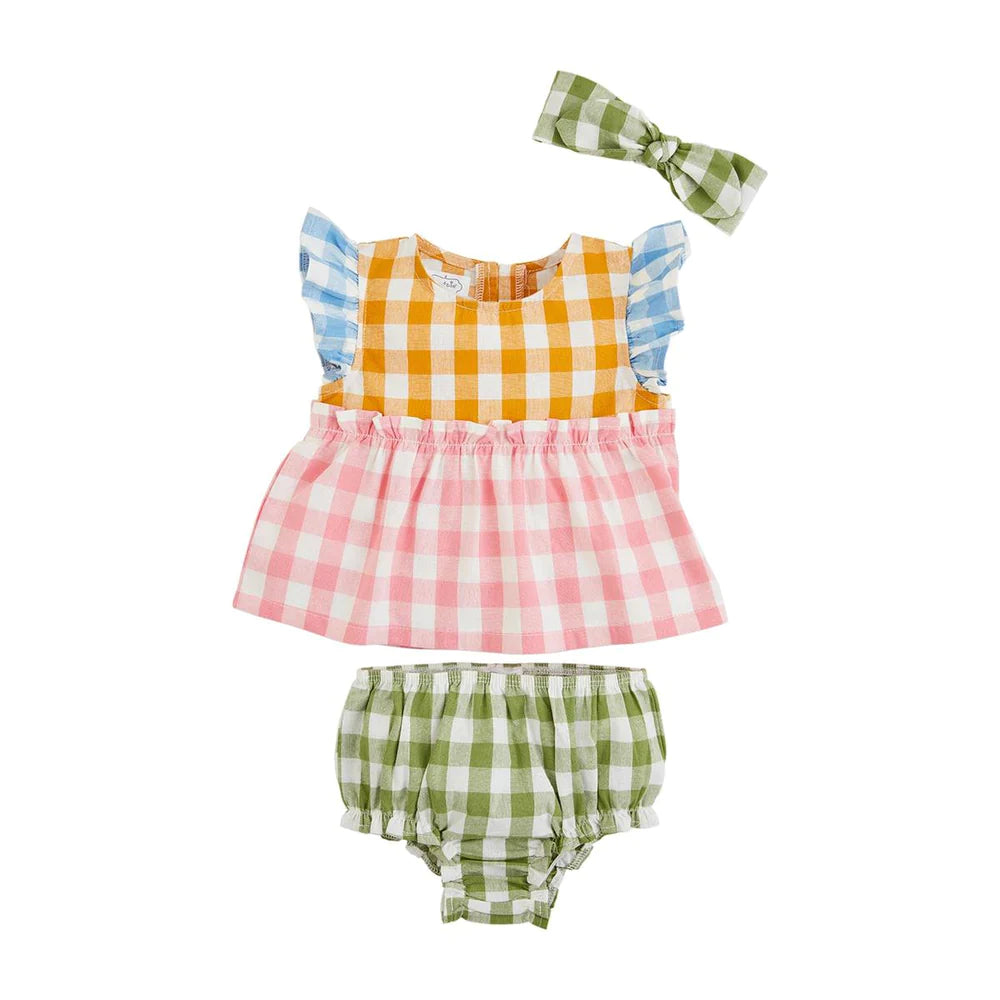 Mixed Check Pinafore Baby Set