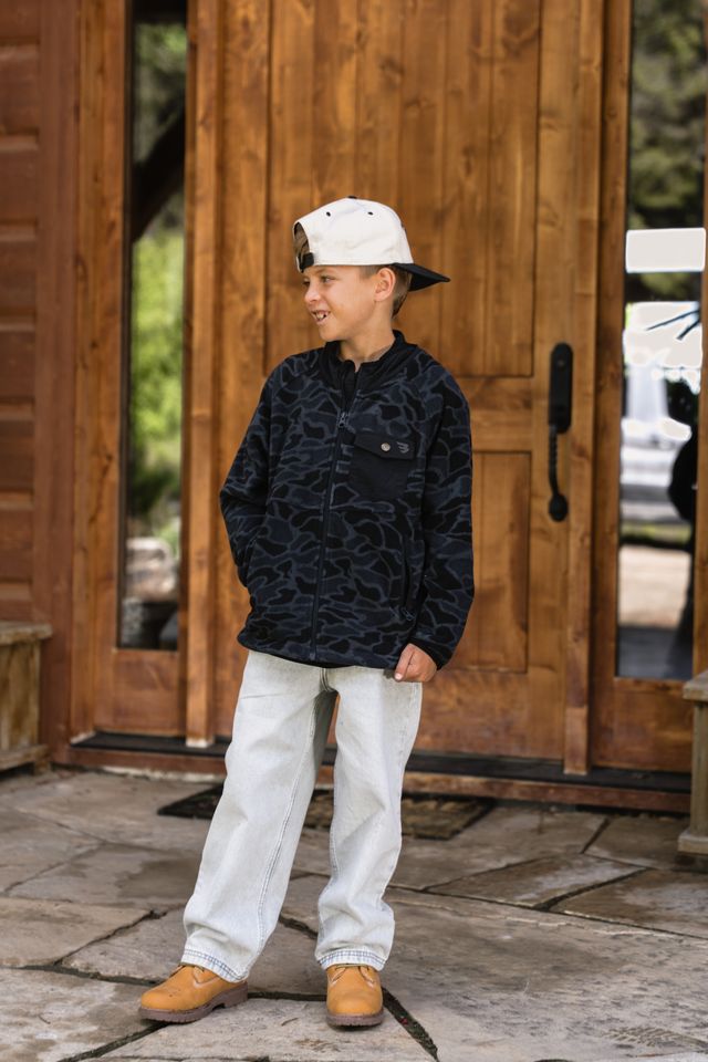 Boys Burlebo Micro Fleece Jacket - Black Camo