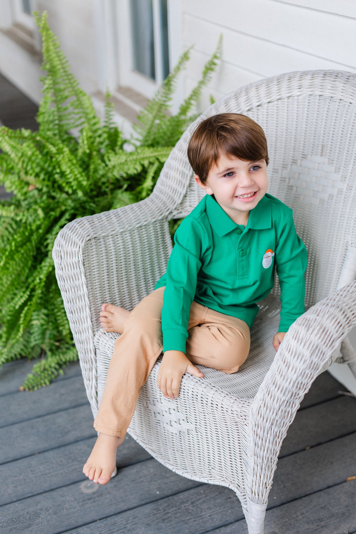 Poppy Kids Co. Santa Long Sleeve Boys’ Polo
