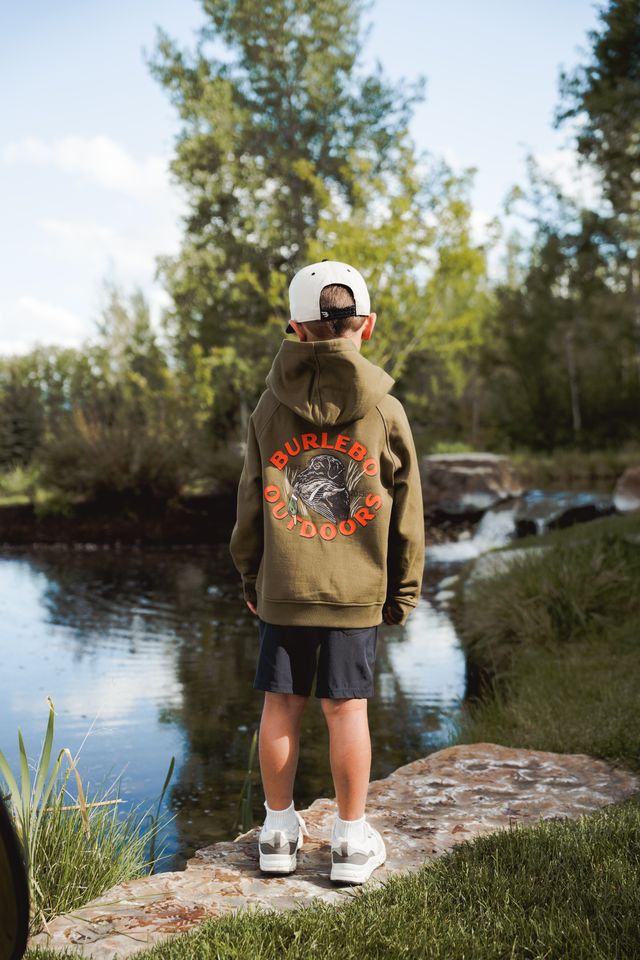 Boys Burlebo Fleece Hoodie - Duck Down | Hunter Green