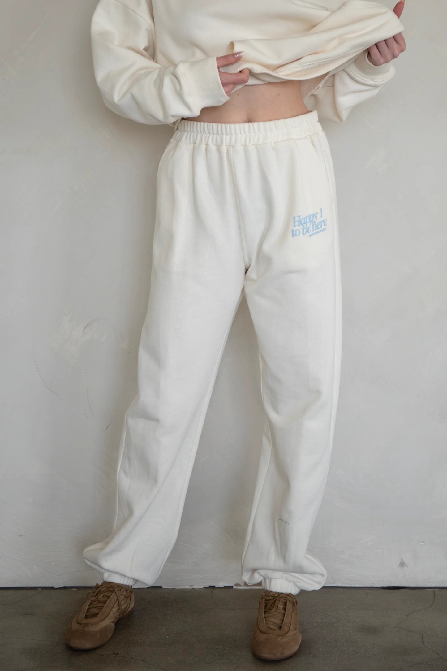 Happy to Be Here Sweat Set - Cream