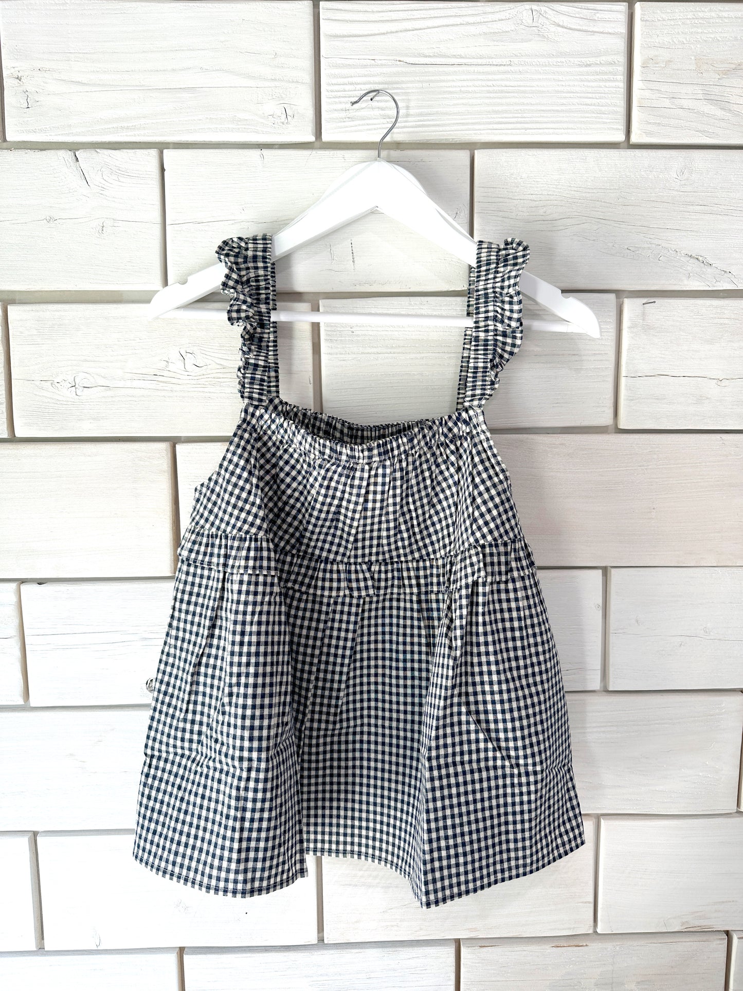 Georgia Navy Gingham Ruffle Tank