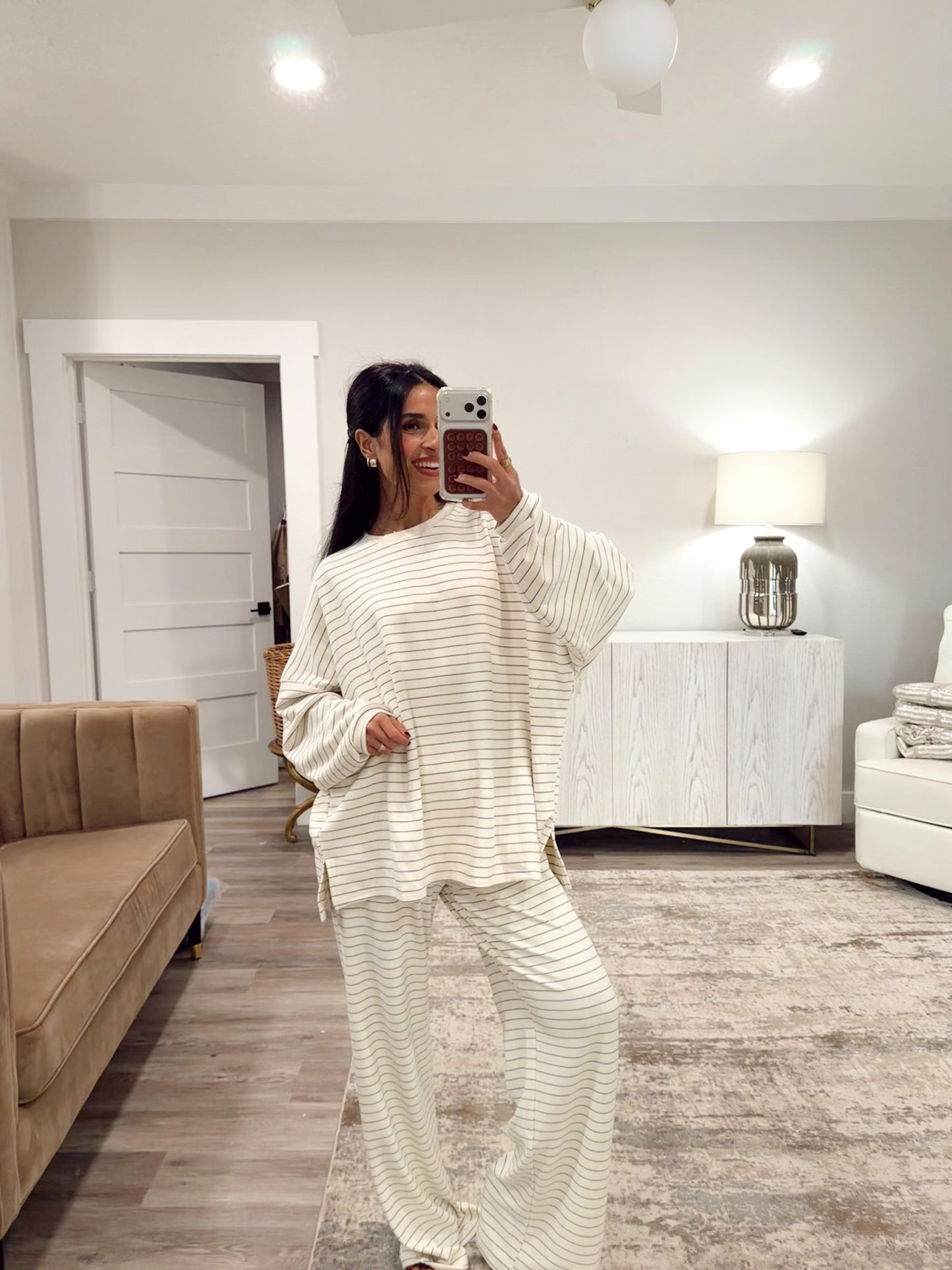 Ashton Striped Pants - Ivory