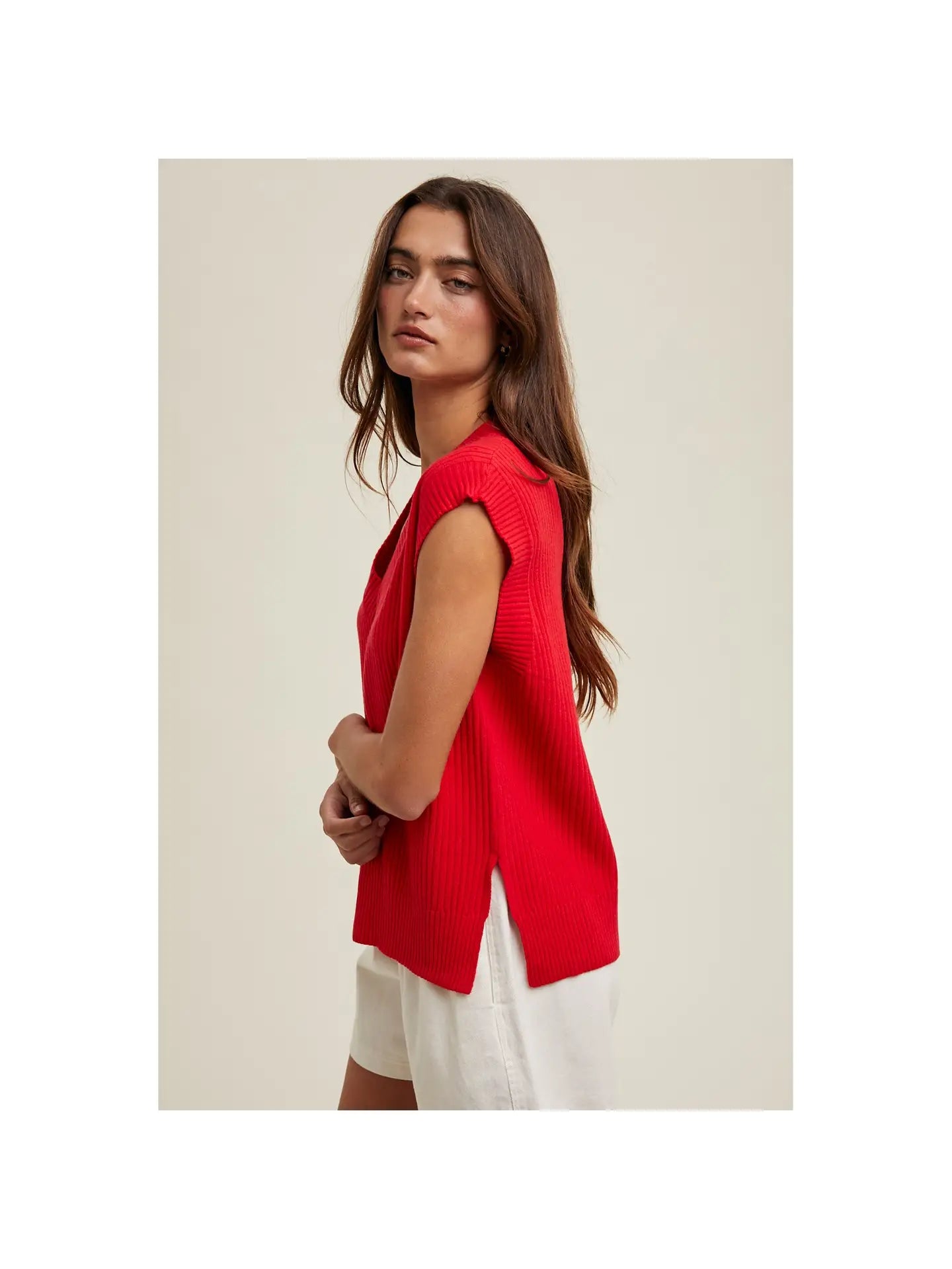 Cherry Ribbed Knit Top