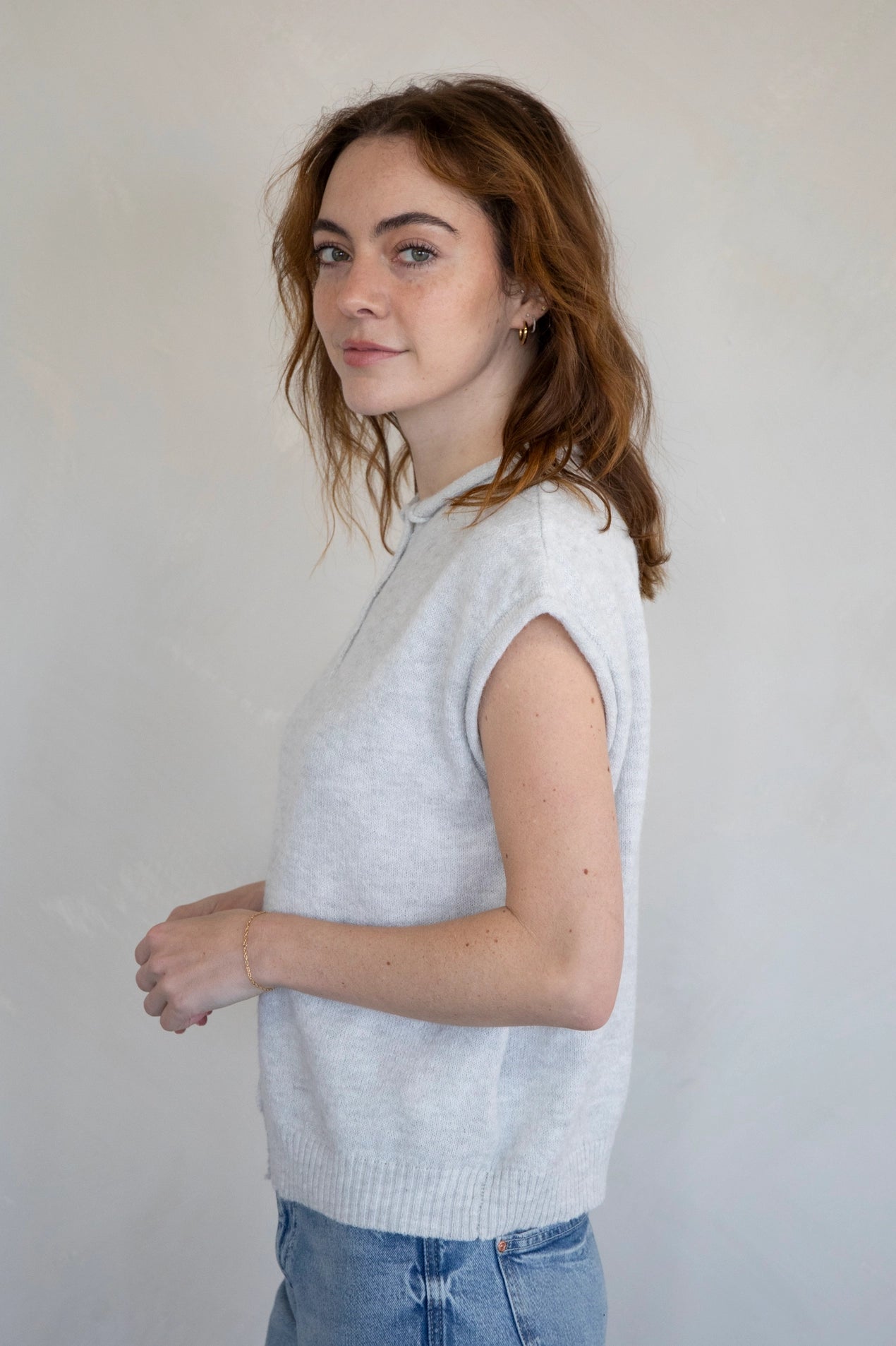 Piper Vest Cardigan - Light Grey