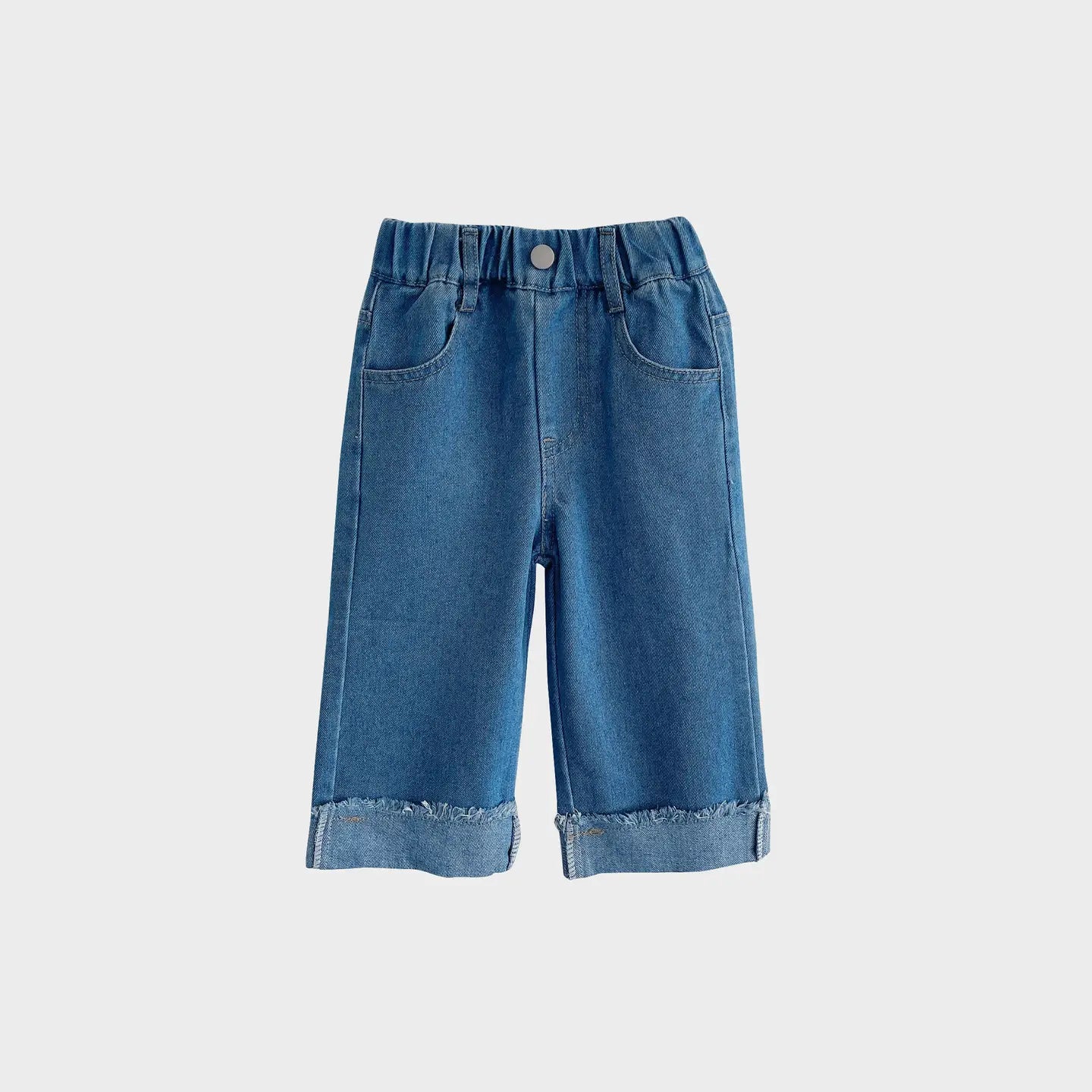 Toddler/Kids Cuffed Wide-Leg Pull On Jeans