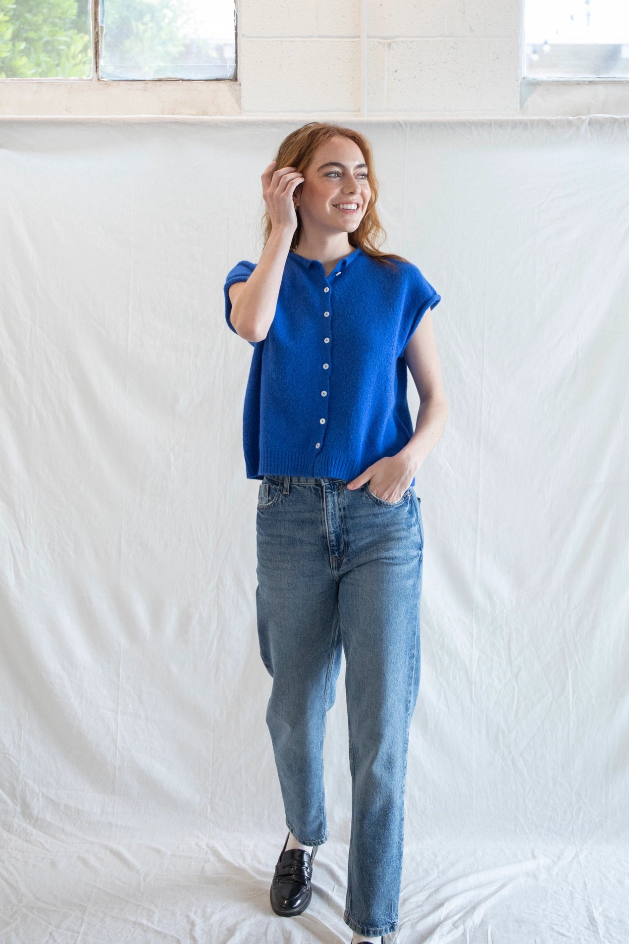 Piper Vest Cardigan - Royal Blue